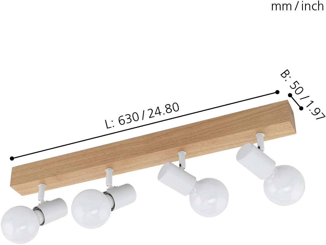 EGLO Deckenspot »TOWNSHEND 3« E27 Spot, Wohnzimmerlampe, Flur, L63 x B5 cm, 4X60W exkl.