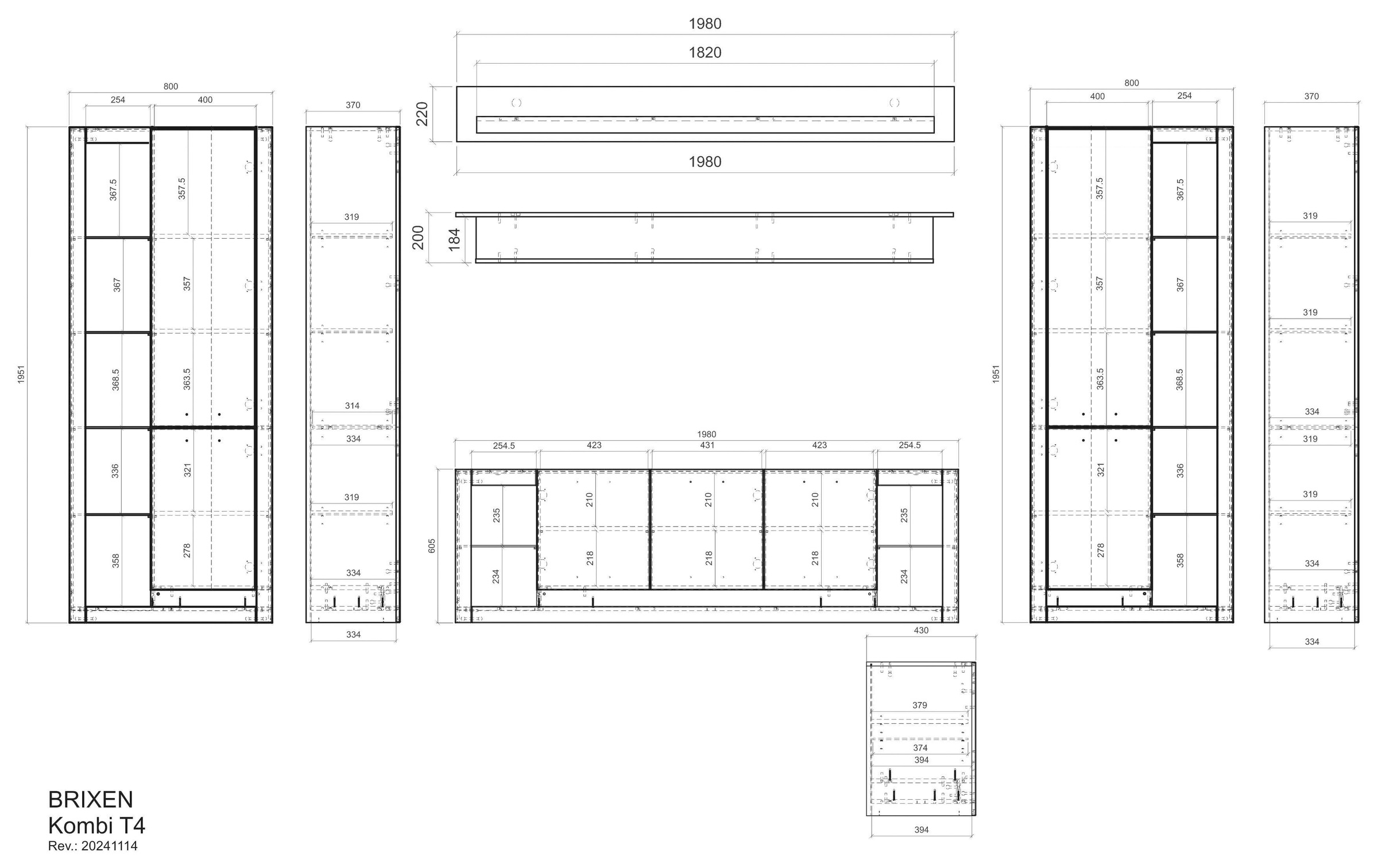 INOSIGN Wohnwand »Brixen, moderne Anbauwand, Wohnzimmer-Set, Eiche Evoke Dekor mit Weiß«, (Set, 4 St.), enthält Stauraumelemente, Lowboard und Wandboard