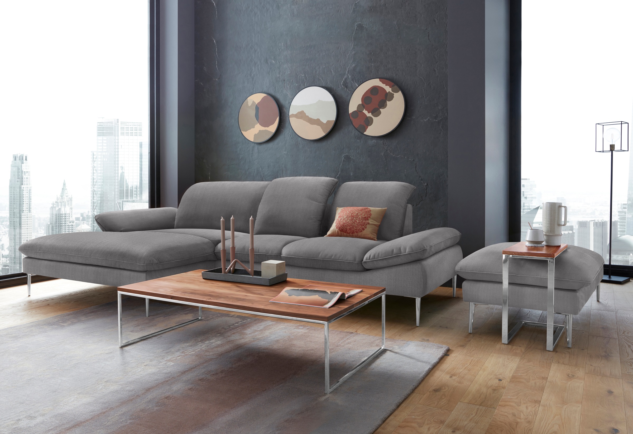 W.SCHILLIG Hocker »enjoy&MORE«, Füße Chrom glänzend, Breite 106 cm
