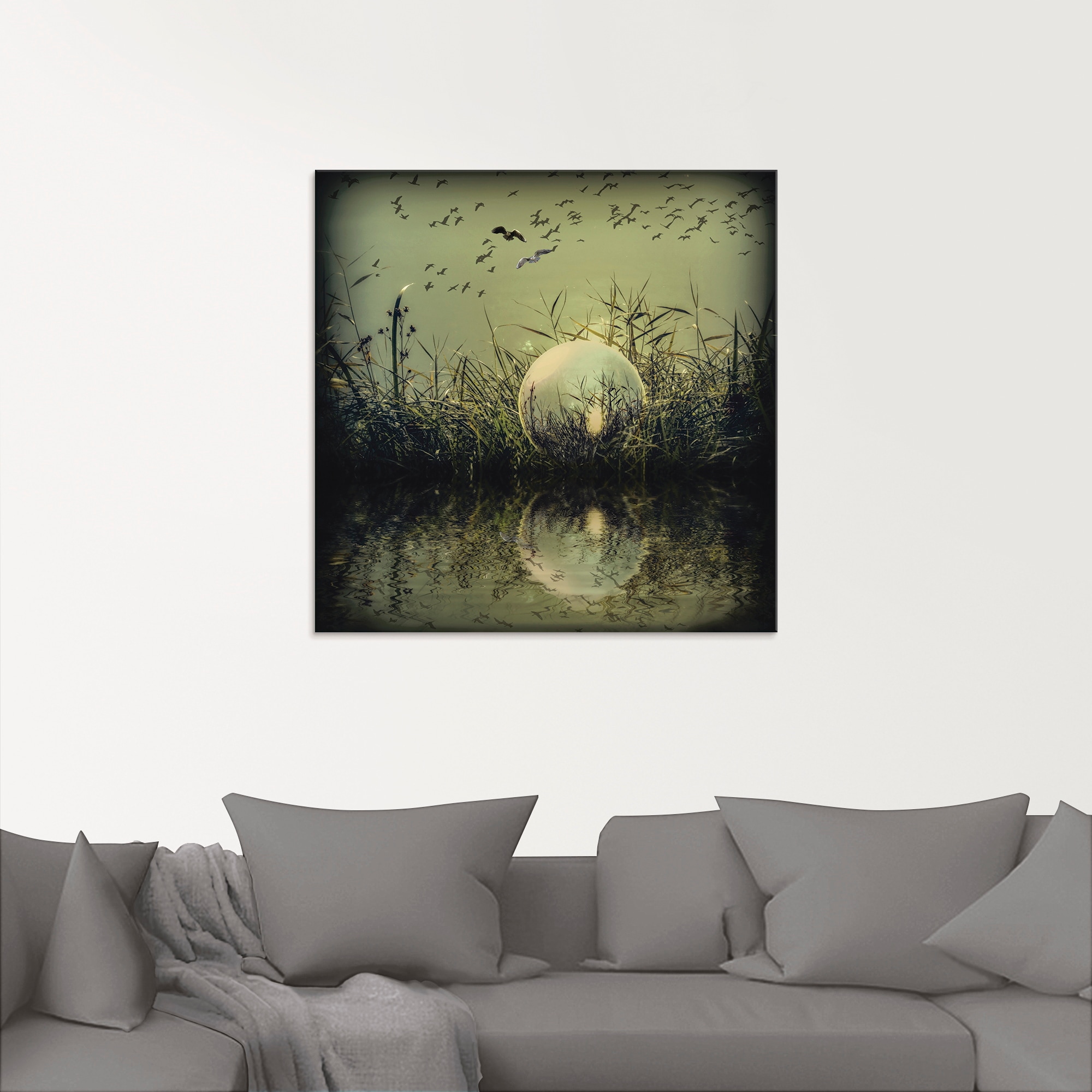 Artland Glasbild »In der Glaskugel - Mystische Au«, Landschaften, (1 St.), in verschiedenen Größen