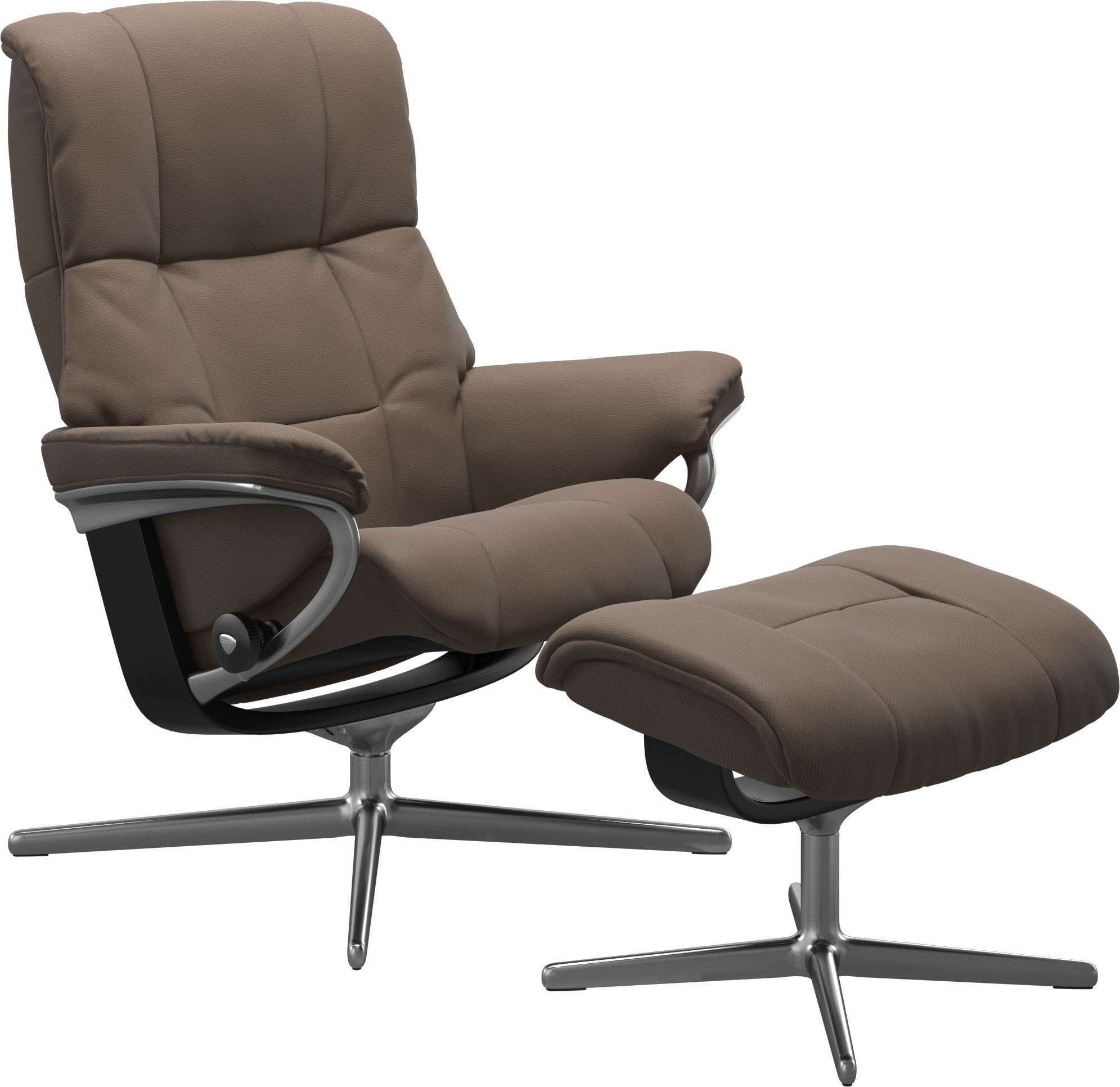 Stressless® Relaxsessel »Mayfair«, (Set, Relaxsessel mit Hocker), mit Hocker, mit Cross Base, Größe S, M & L, Holzakzent Schwarz