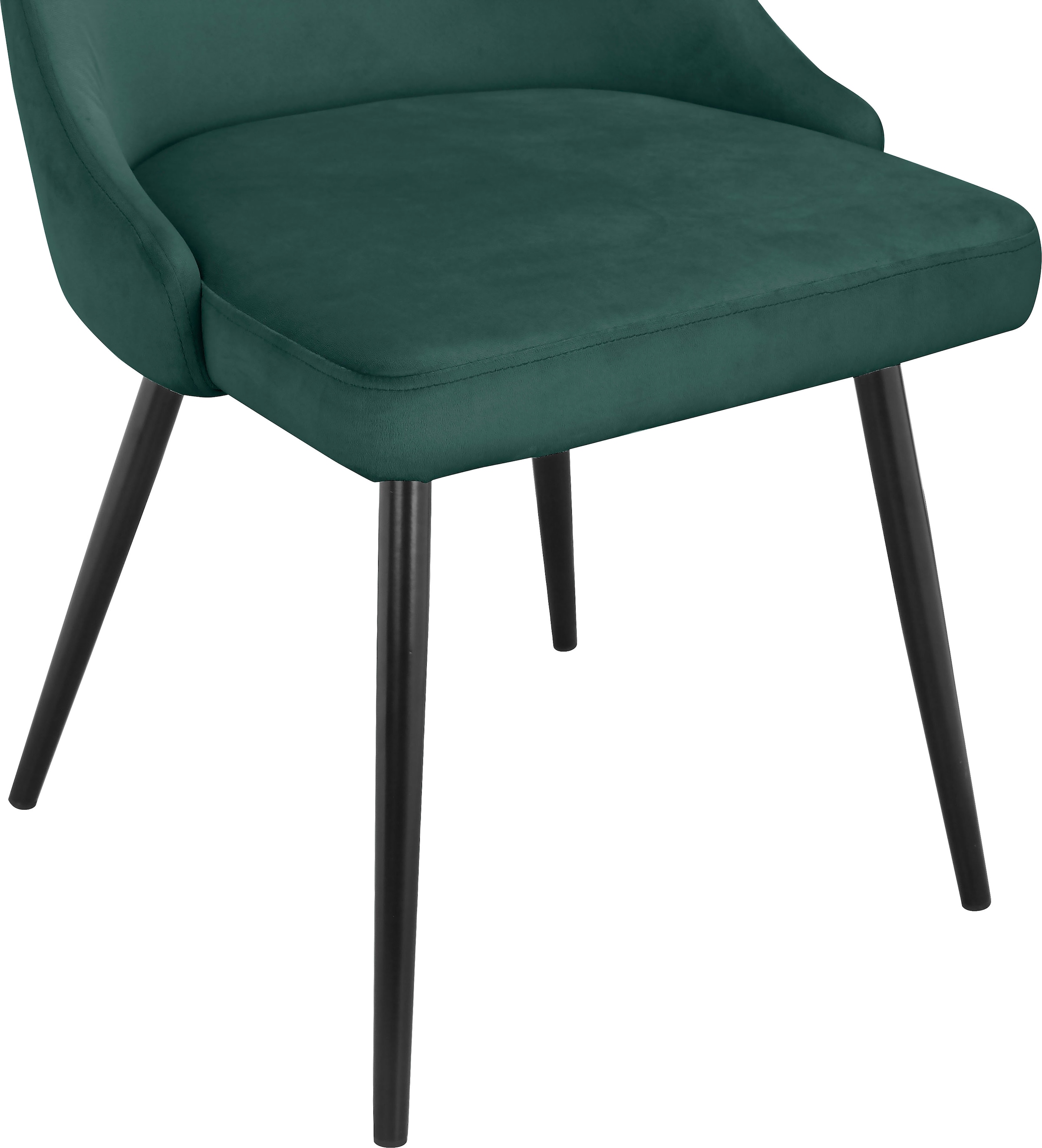 INOSIGN Esszimmerstuhl »Malio«, (Set), 2 St., Veloursstoff, eleganter Stuhl mit Rücken und Sitzpolster und schwarzen Metallbeinen
