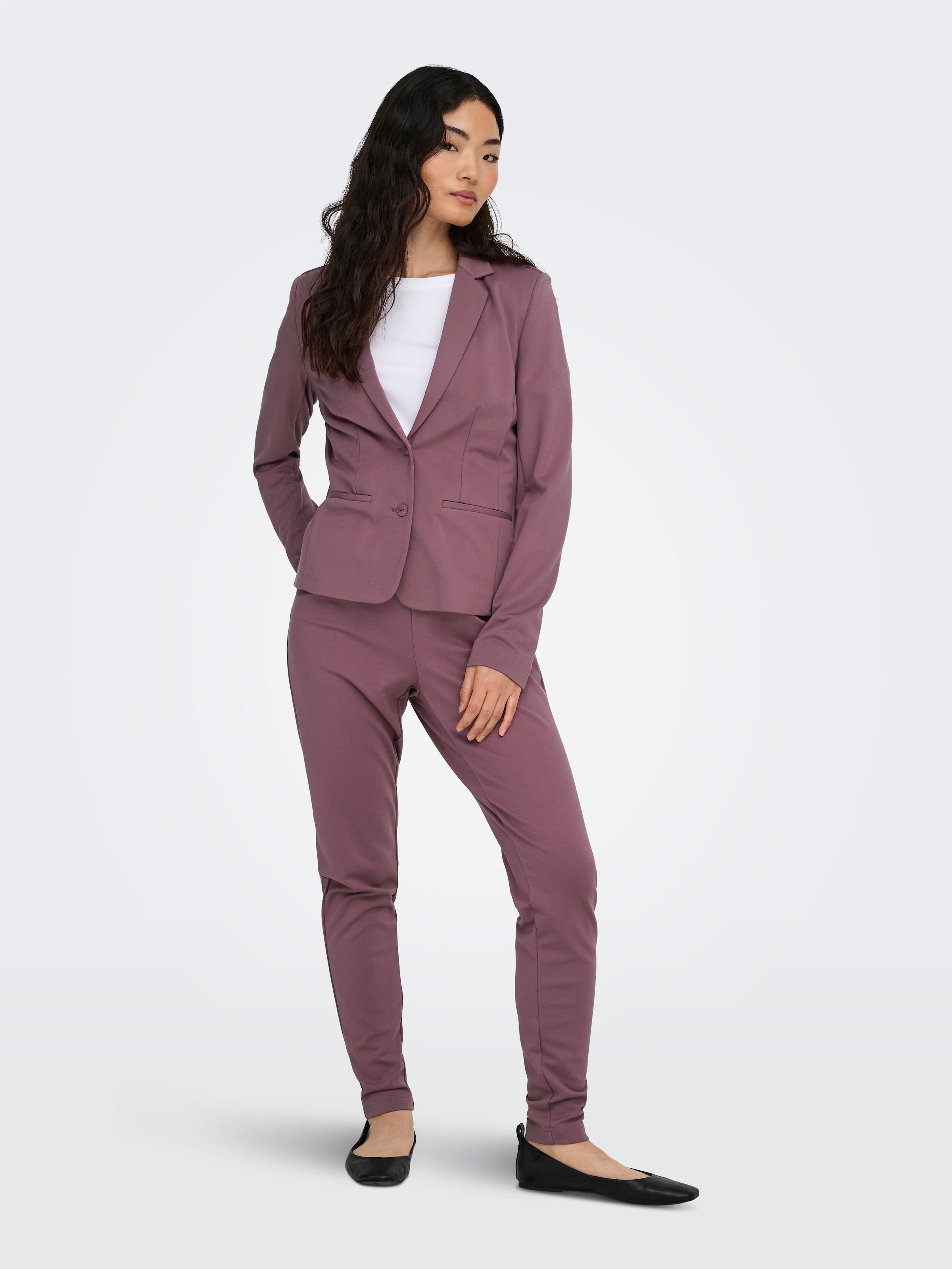 ONLY Jerseyblazer »ONLPOPTRASH – 2-Knopf Blazer mit taillierter Silhouette« regular fit, Milano Rib, Materialmix, Reverskragen, unifarben