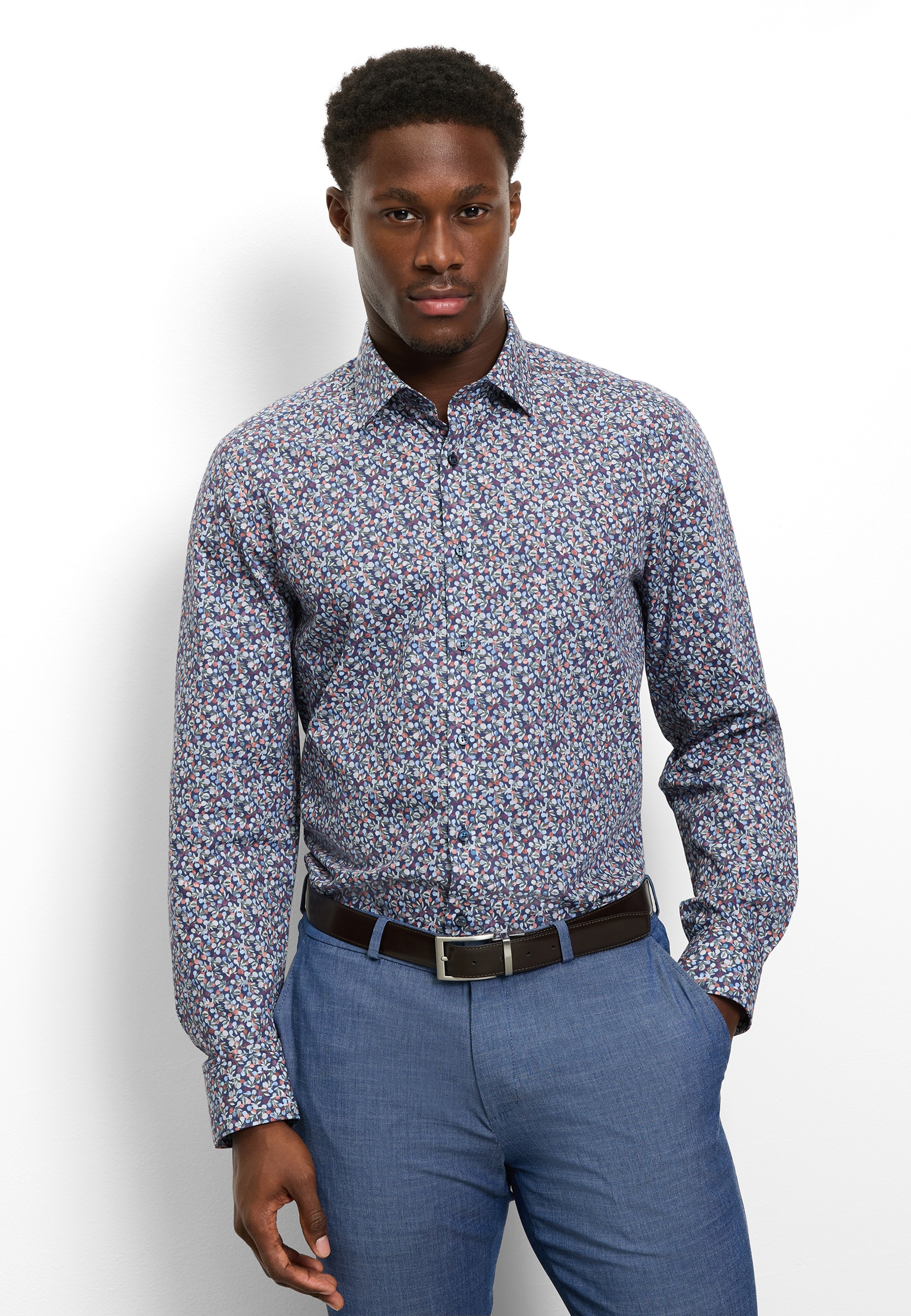 OLYMP Langarmhemd »Level Five« Businesshemd, body fit, New York Kentkragen, florales Muster