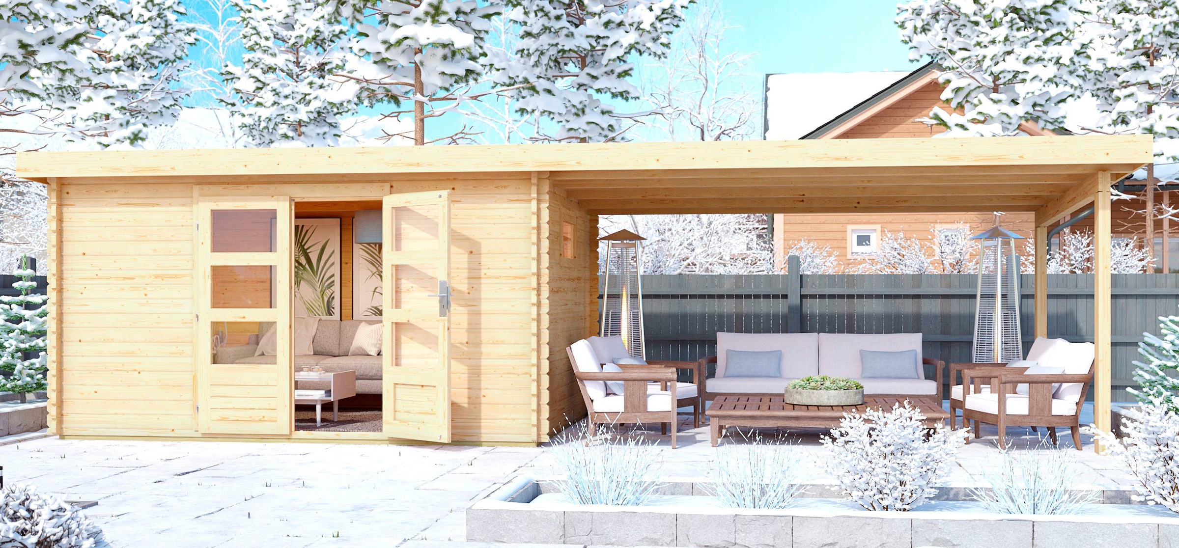 WOODFeeling Gartenhaus »Trittau 5«, mit Anbaudach