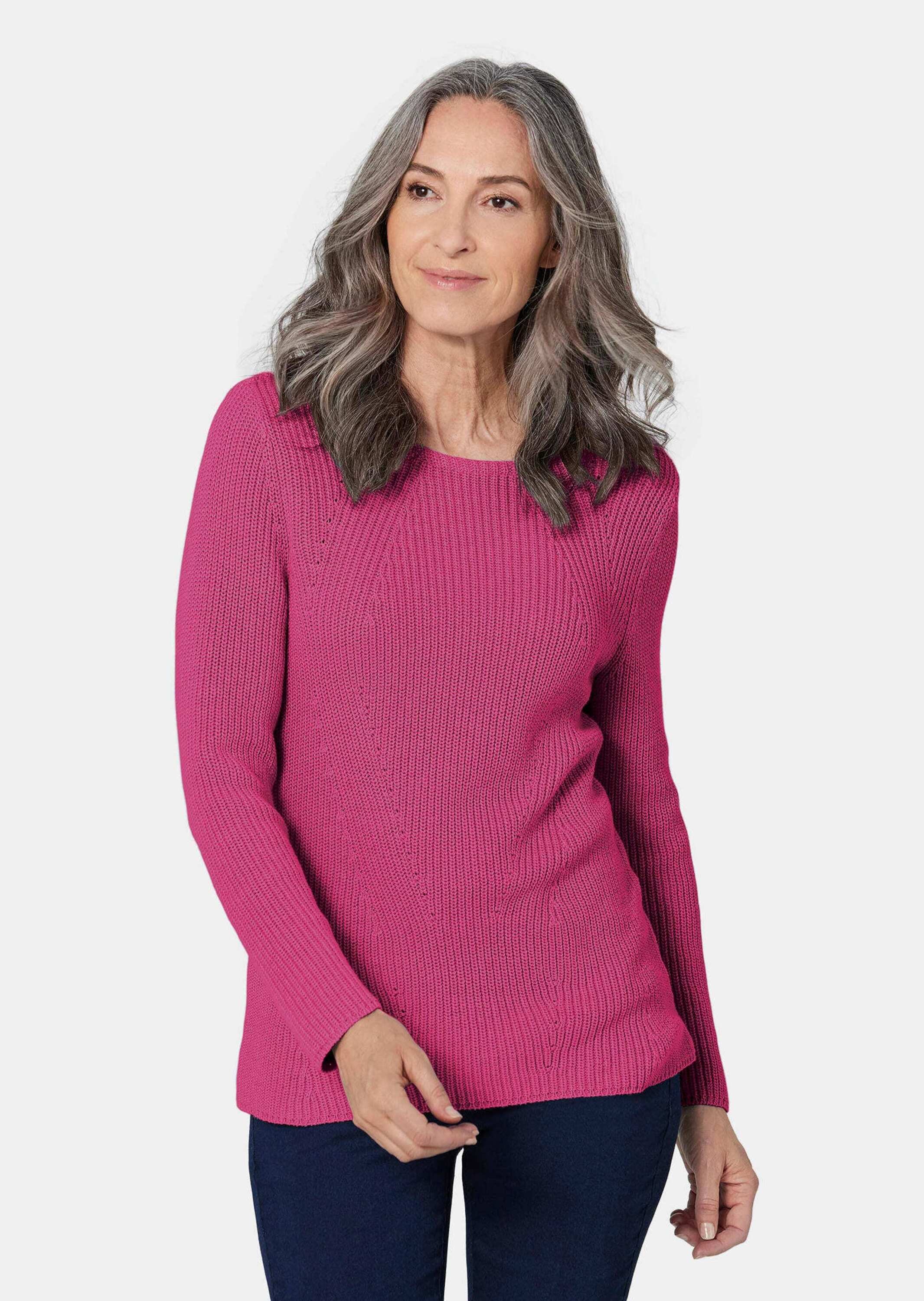 GOLDNER Strickpullover »Kurzgröße Figurschmeichelnder Pullover aus reiner Baumwolle«