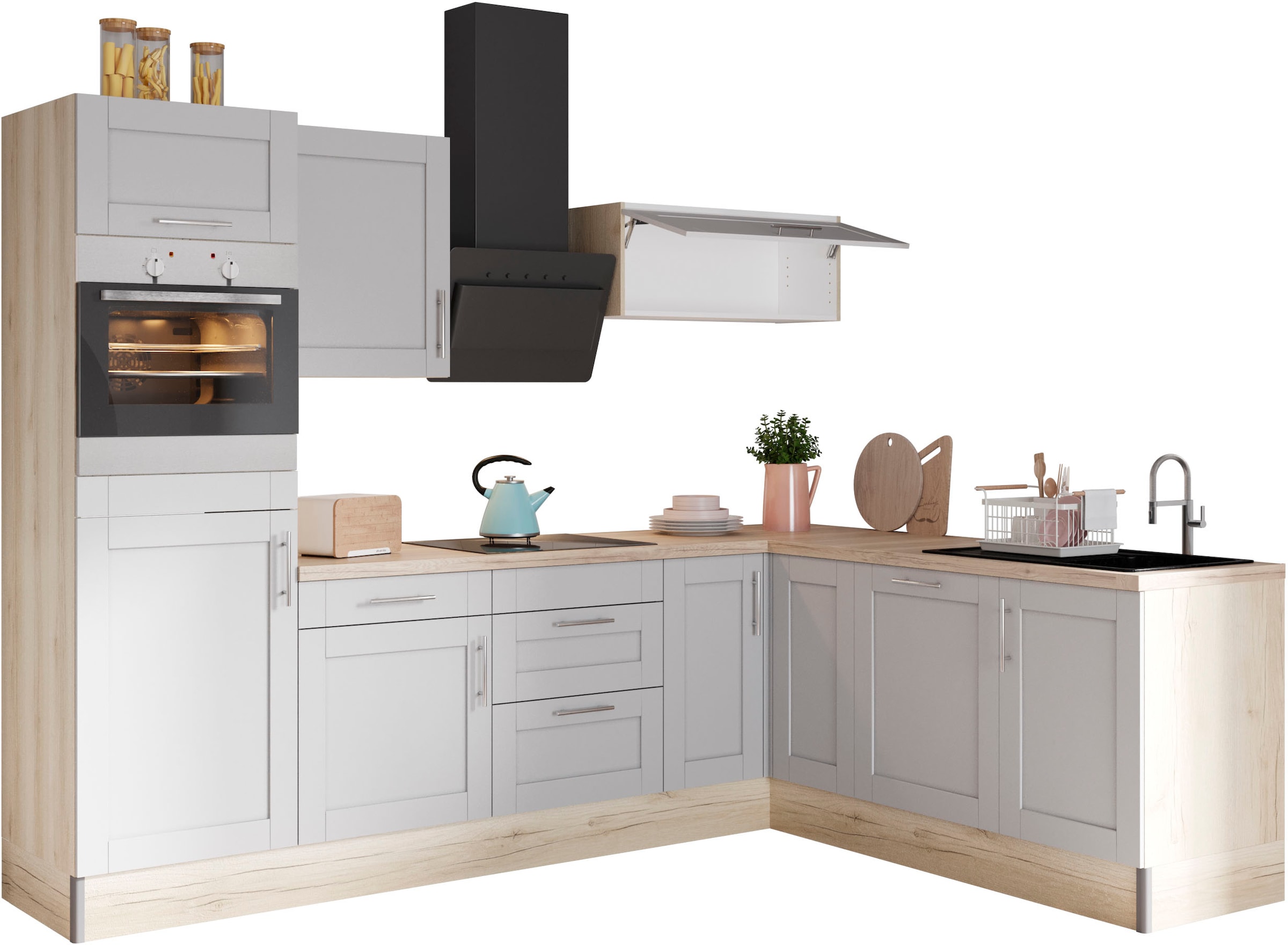 OPTIFIT Küche "Ahus" 200 x 270 cm breit, wahlweise mit E-Geräten, Soft Close Funktion