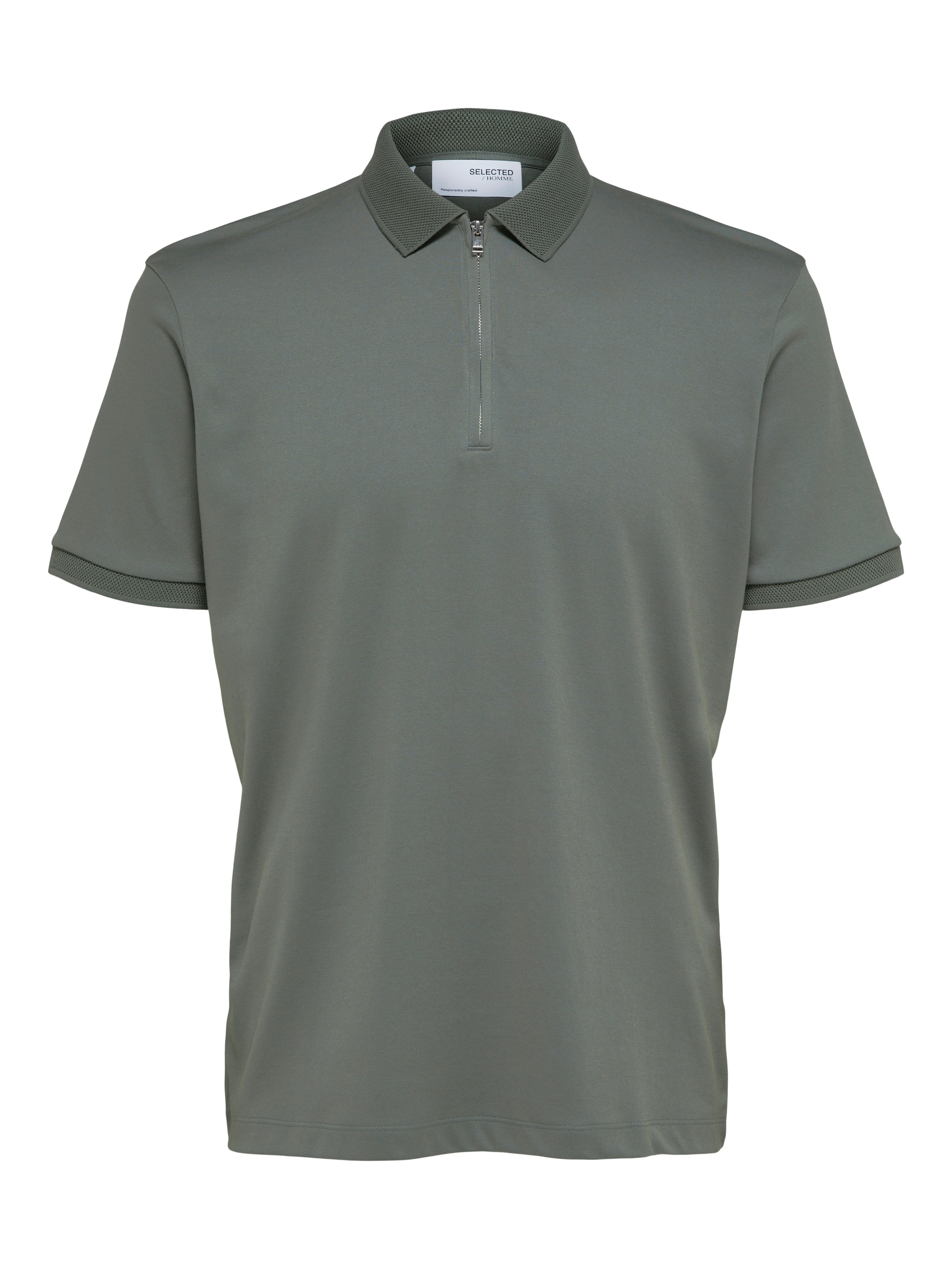 SELECTED Poloshirt »SLHFAVE ZIP SS POLO NOOS« Baumwollmischung, regular fit