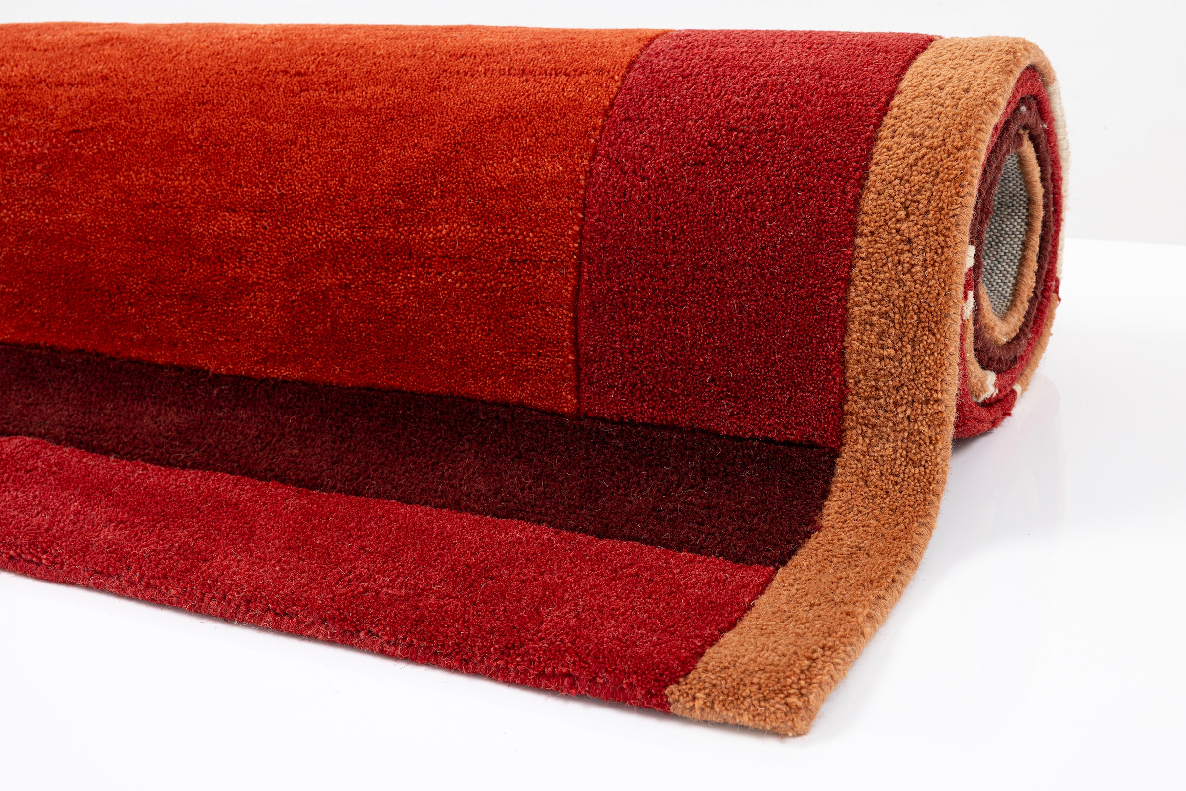 THEKO Wollteppich »Tromso, Wolle, handgearbeitet, Bordüre mit Hoch-Tief-Effekt« rechteckig 15 mm Höhe Wohnzimmer, Schlafzimmer, Esszimmer