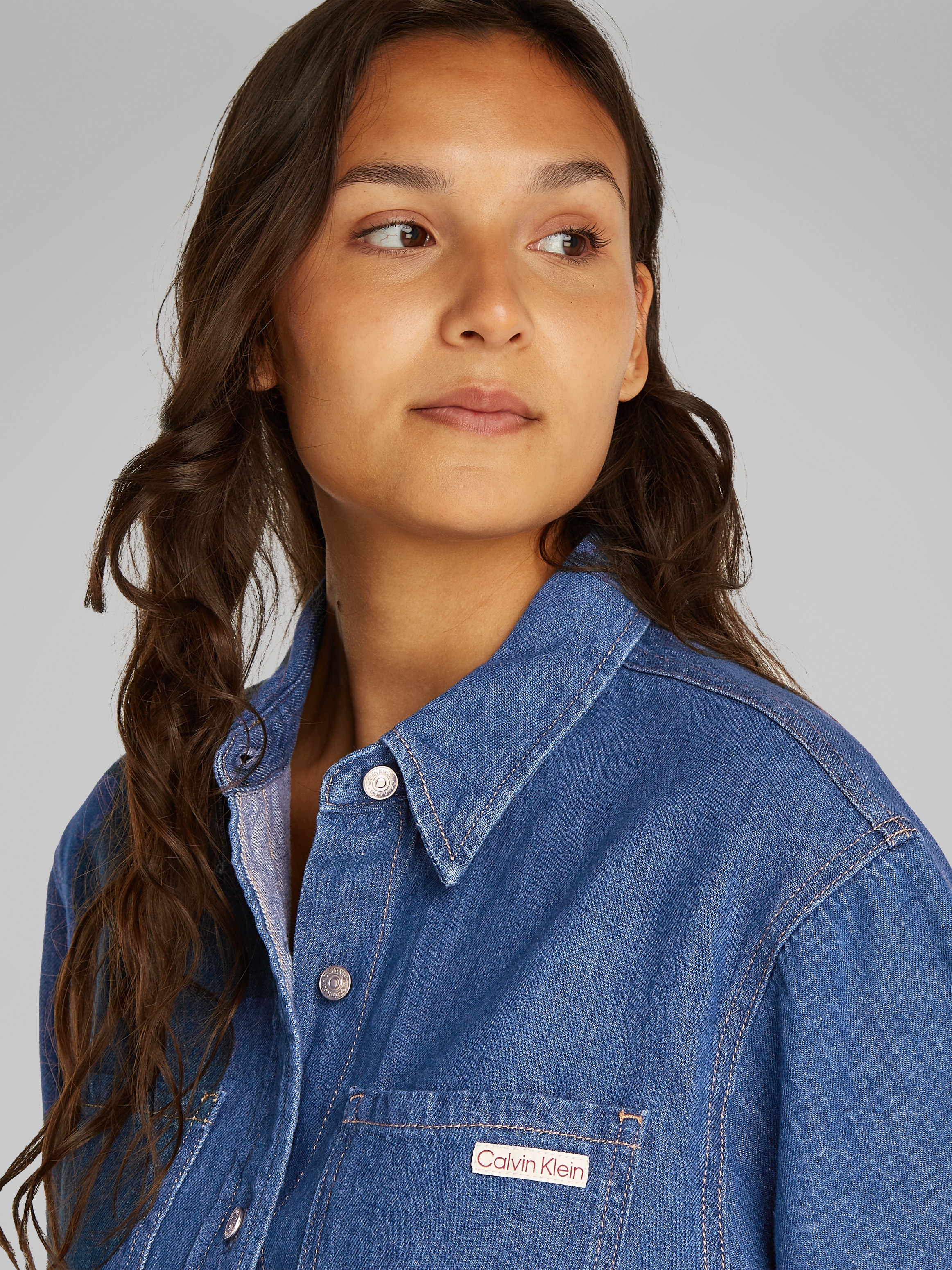 Calvin Klein Jeans Jeanskleid »LINEN BOXY BELTED SHIRT DRESS«, mit Kimonoärmeln