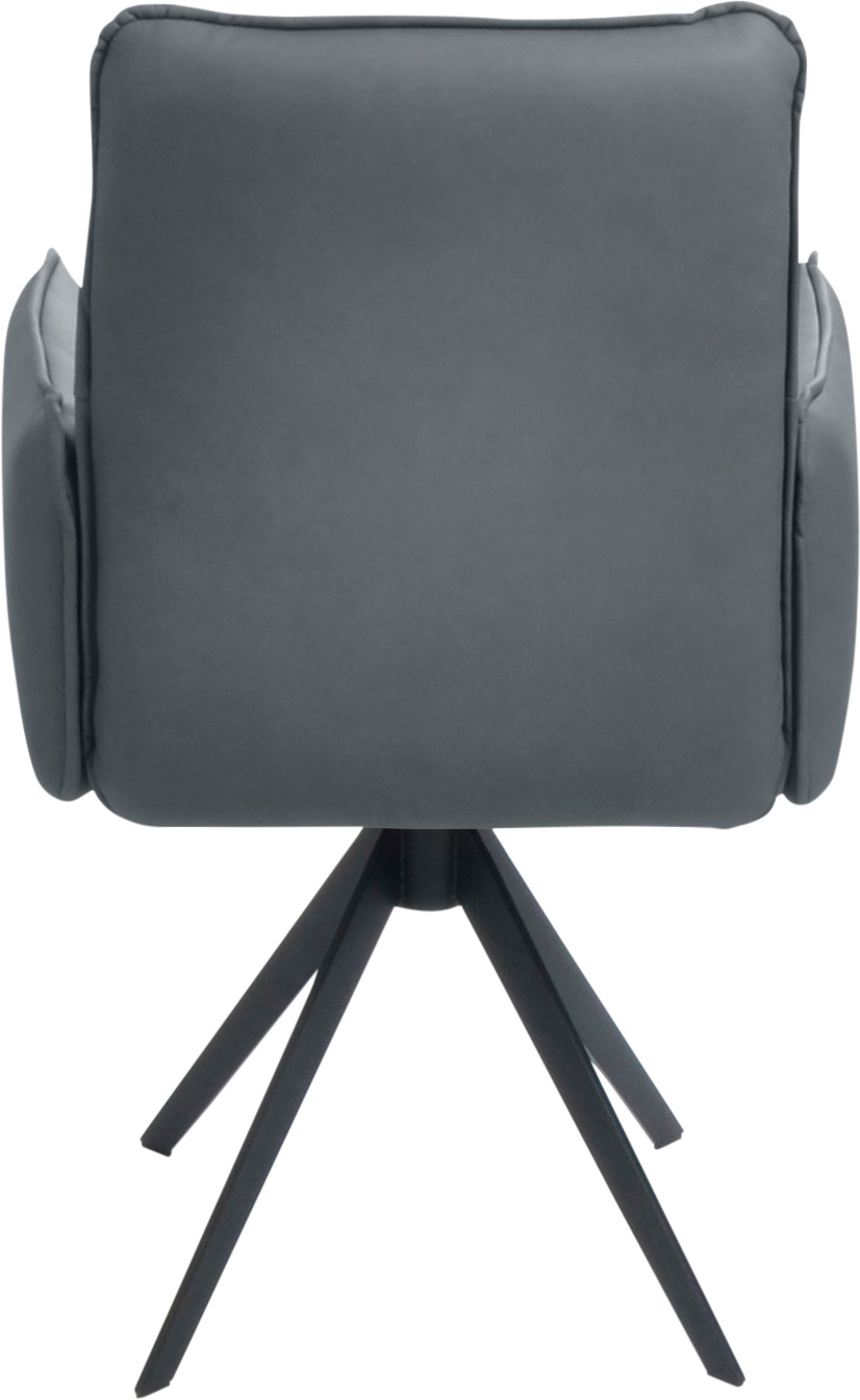 K+W Komfort & Wohnen Drehstuhl, Leder, Blitzdrehkreuz und Rückholfunktion, dekorativer 12mm Biese