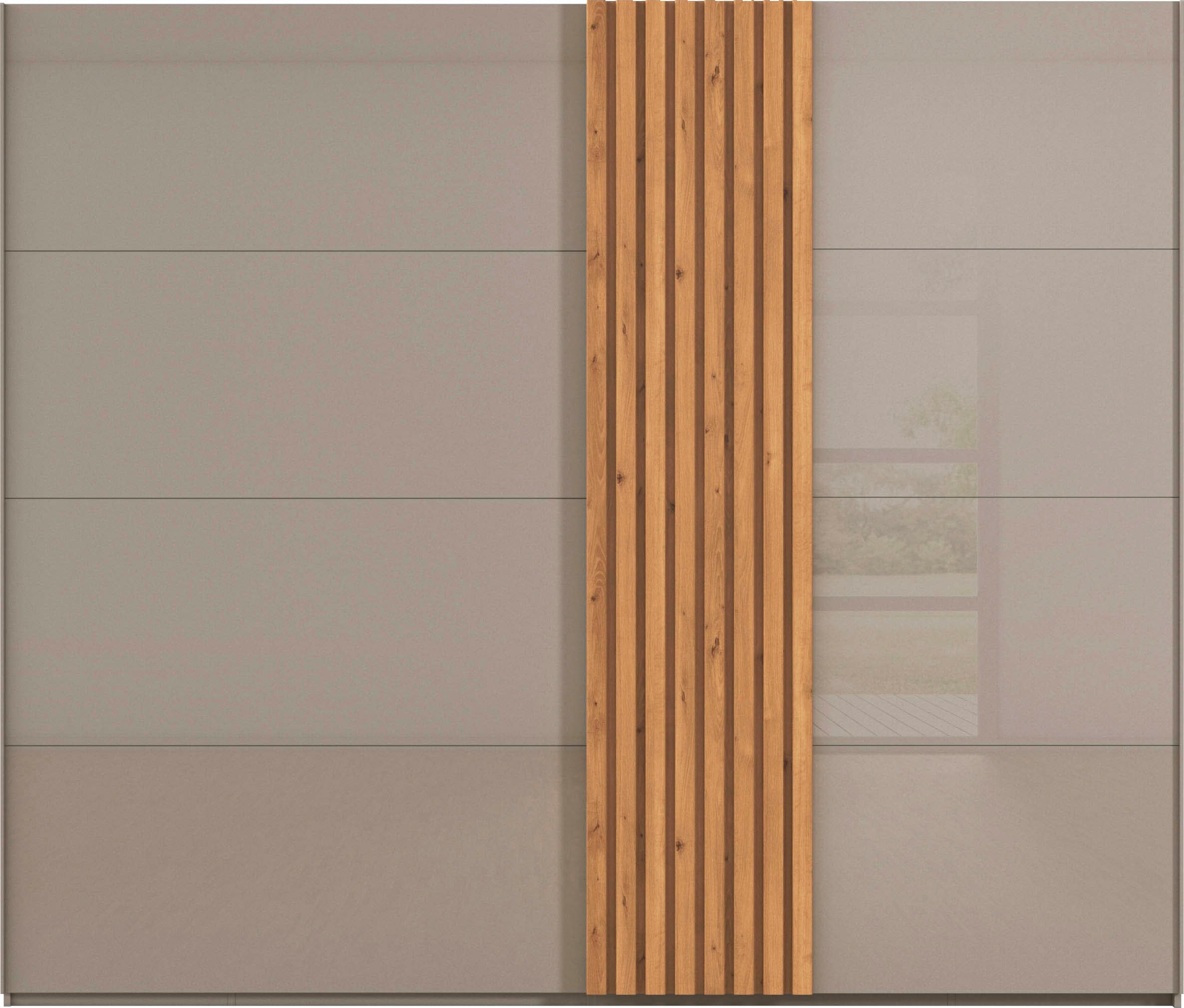 rauch Schwebetürenschrank »Kleiderschrank Schrank Garderobe Wäscheschrank TEGIO«, mit hochwertigen Holzdekoraufleistung und Glasfront MADE IN GERMANY