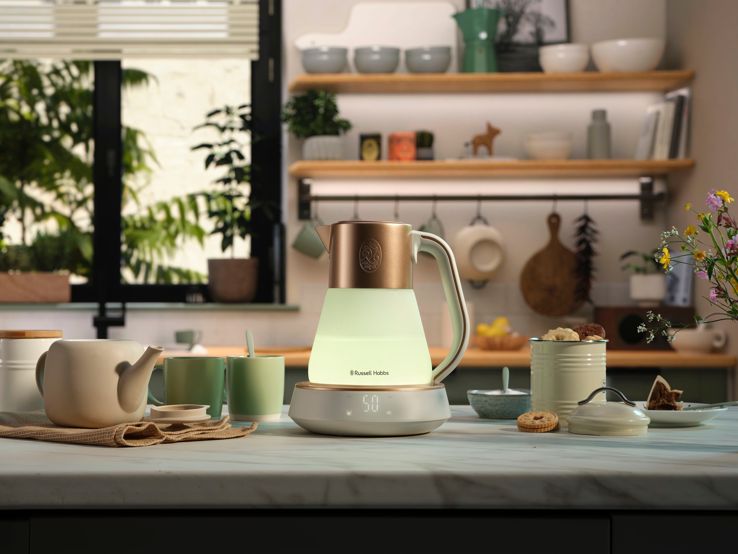 RUSSELL HOBBS Wasserkocher »Calm 27450-70«, 1,7 l, 2400 W, mit Temperatureinstellung, Innenbeleuchtung und beruhigenden Klängen
