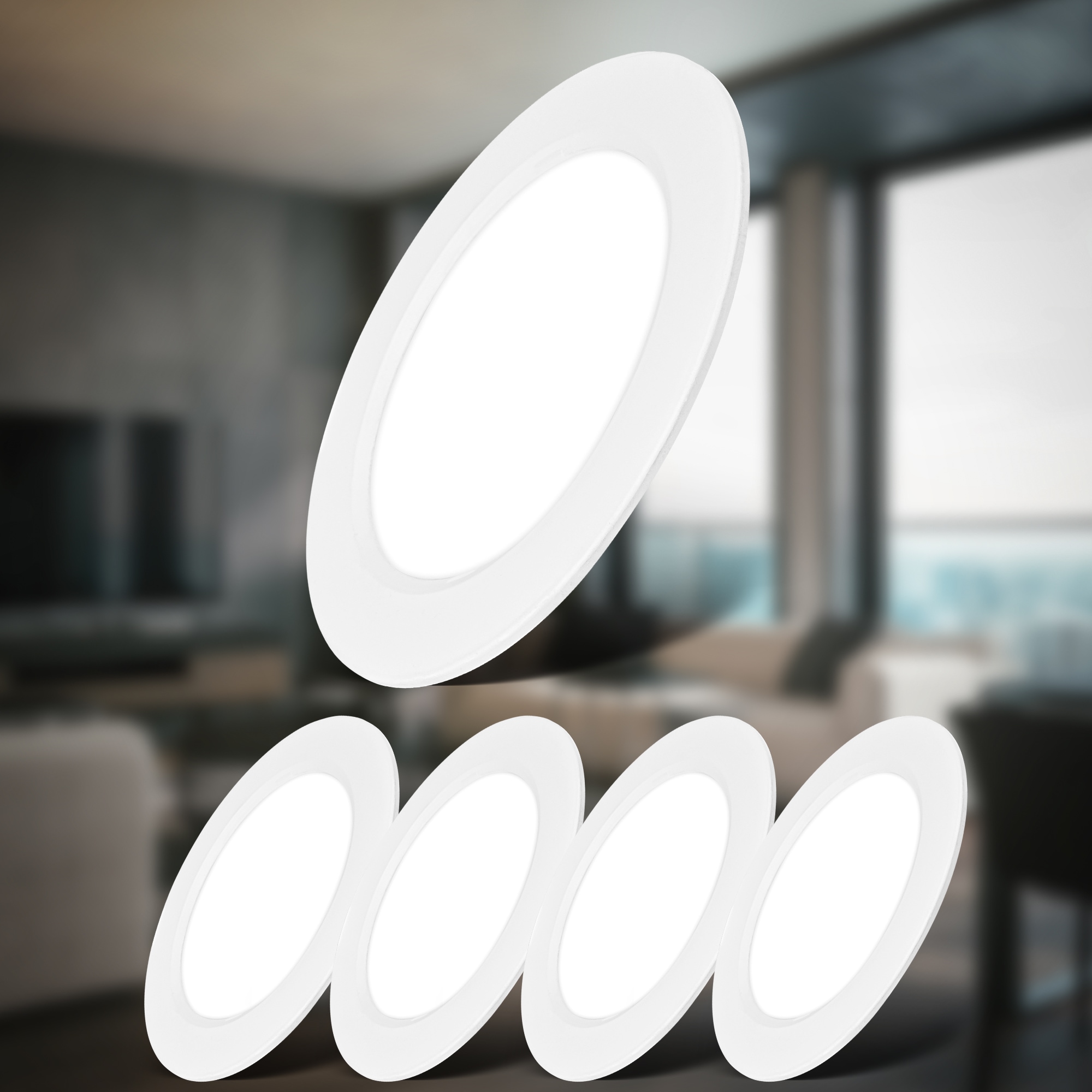 B.K.Licht Einbauleuchte »BK_EL1619 5er Set LED Einbaustrahler, Ultraflach, IP20 Deckenspots« LED-Modul 5 Stk. Neutralweiß 4.000 K, 660Lm, 6W, Kunststoff, 12 x 2,8 cm, Weiß