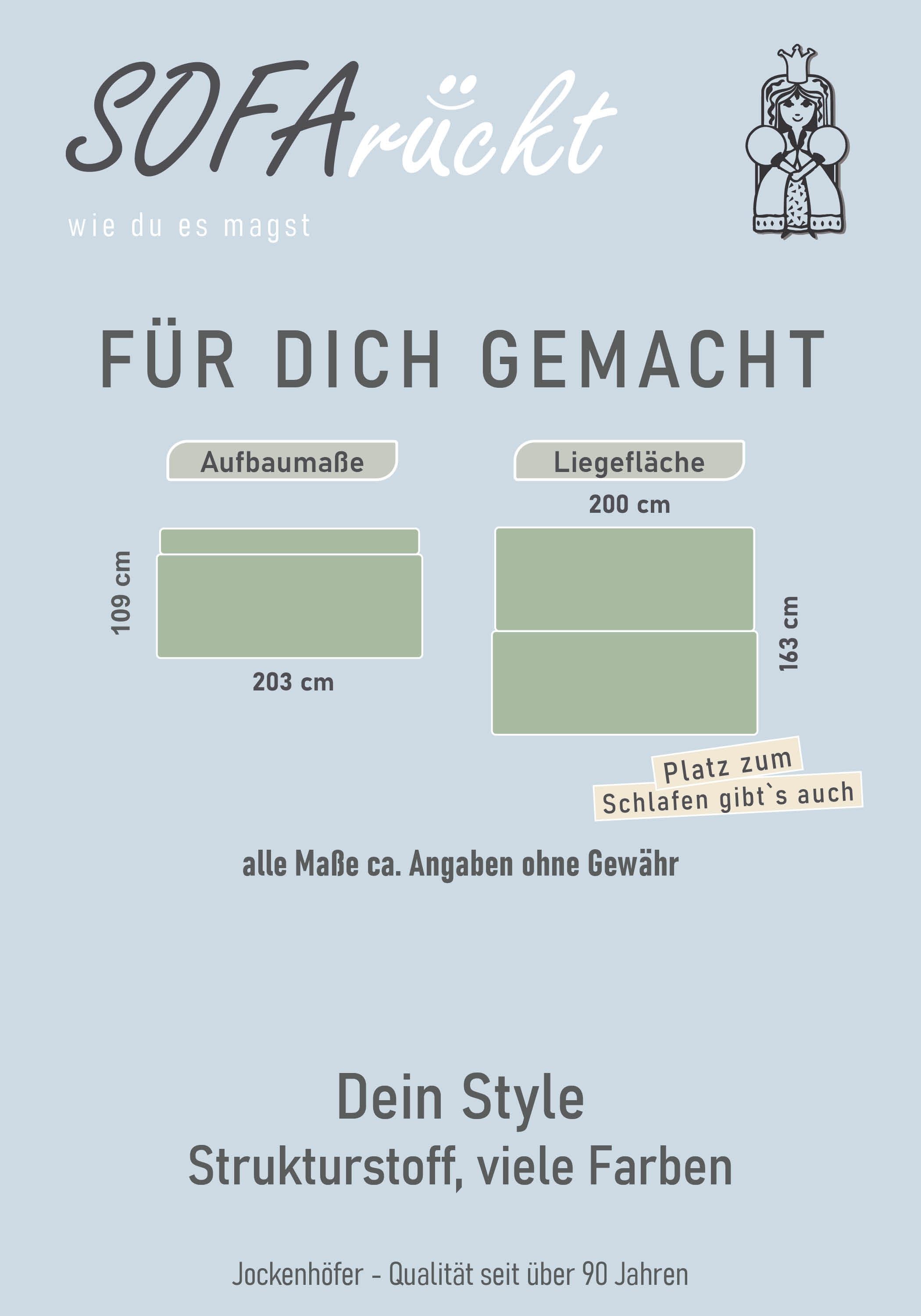 Jockenhöfer Gruppe Schlafsofa »Calli, B: 205 cm, Liegefl. 160x200 cm, Dauerschläfer« mit Bettfunktion & Bettkasten, Tonnentaschenfederkern