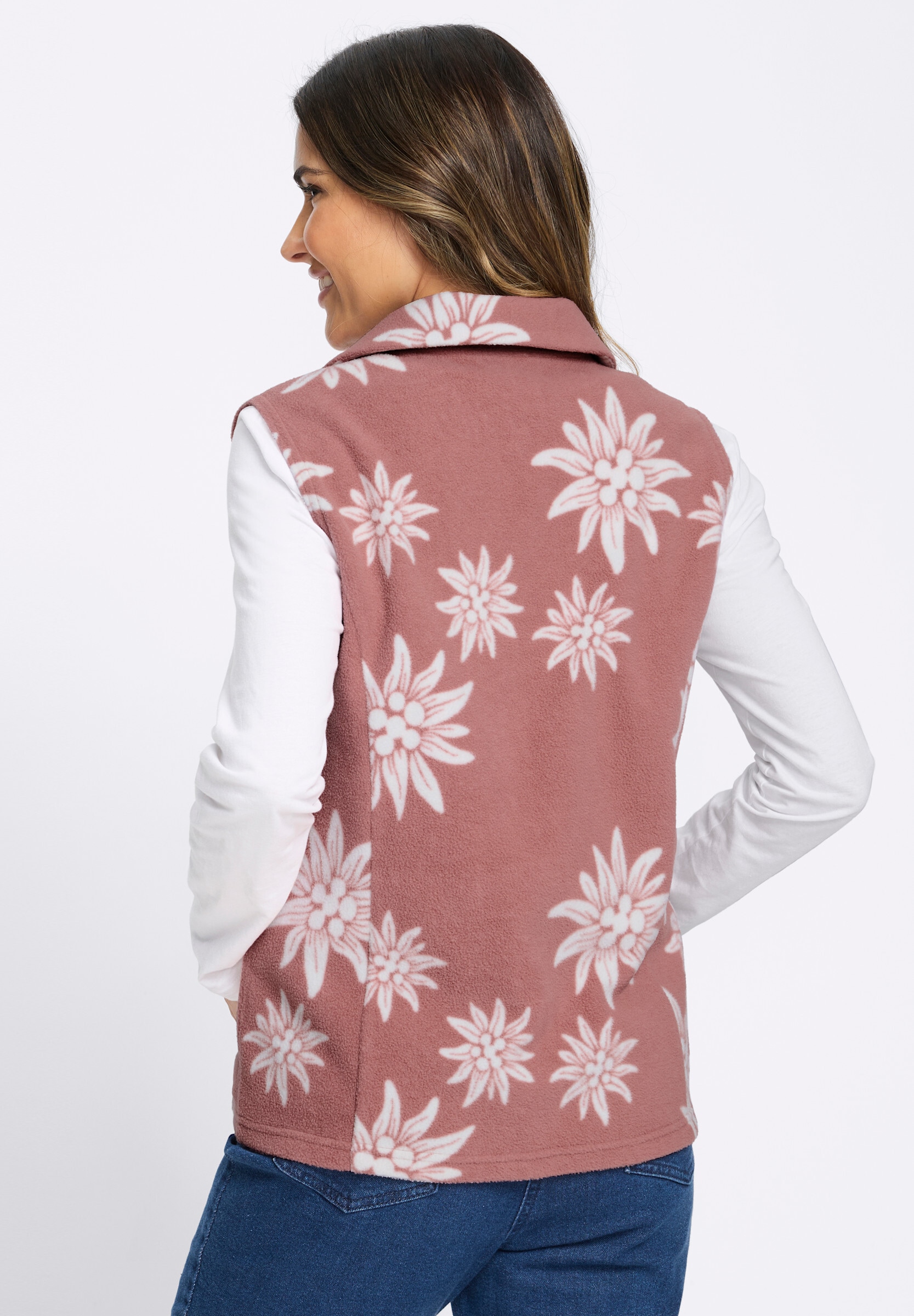 Sieh an! Jerseyweste »Fleece-Weste Fleeceweste mit Edelweiß-Motiven«