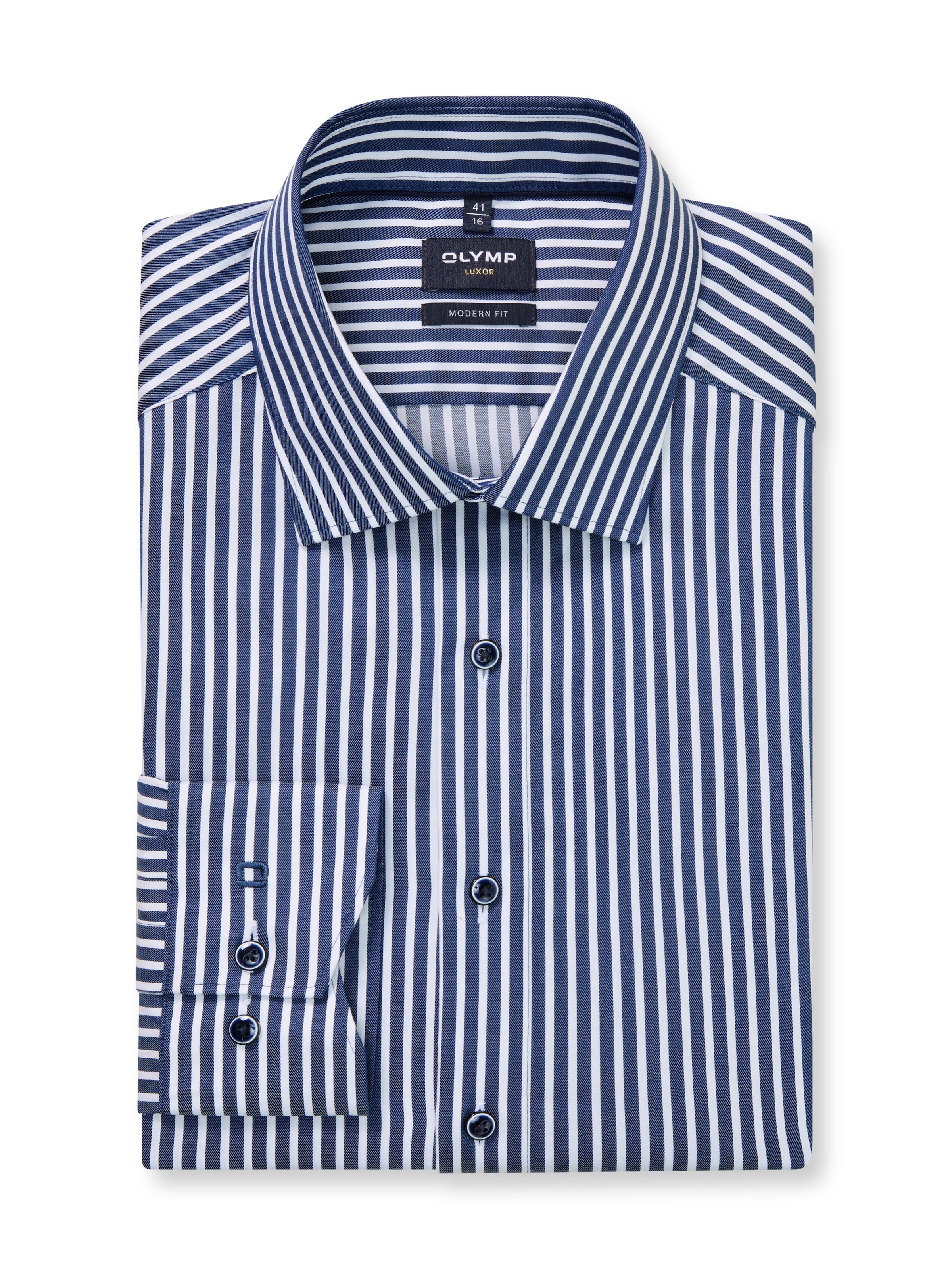 OLYMP Langarmhemd »Luxor« Businesshemd, gestreift, modern fit, New Kentkragen