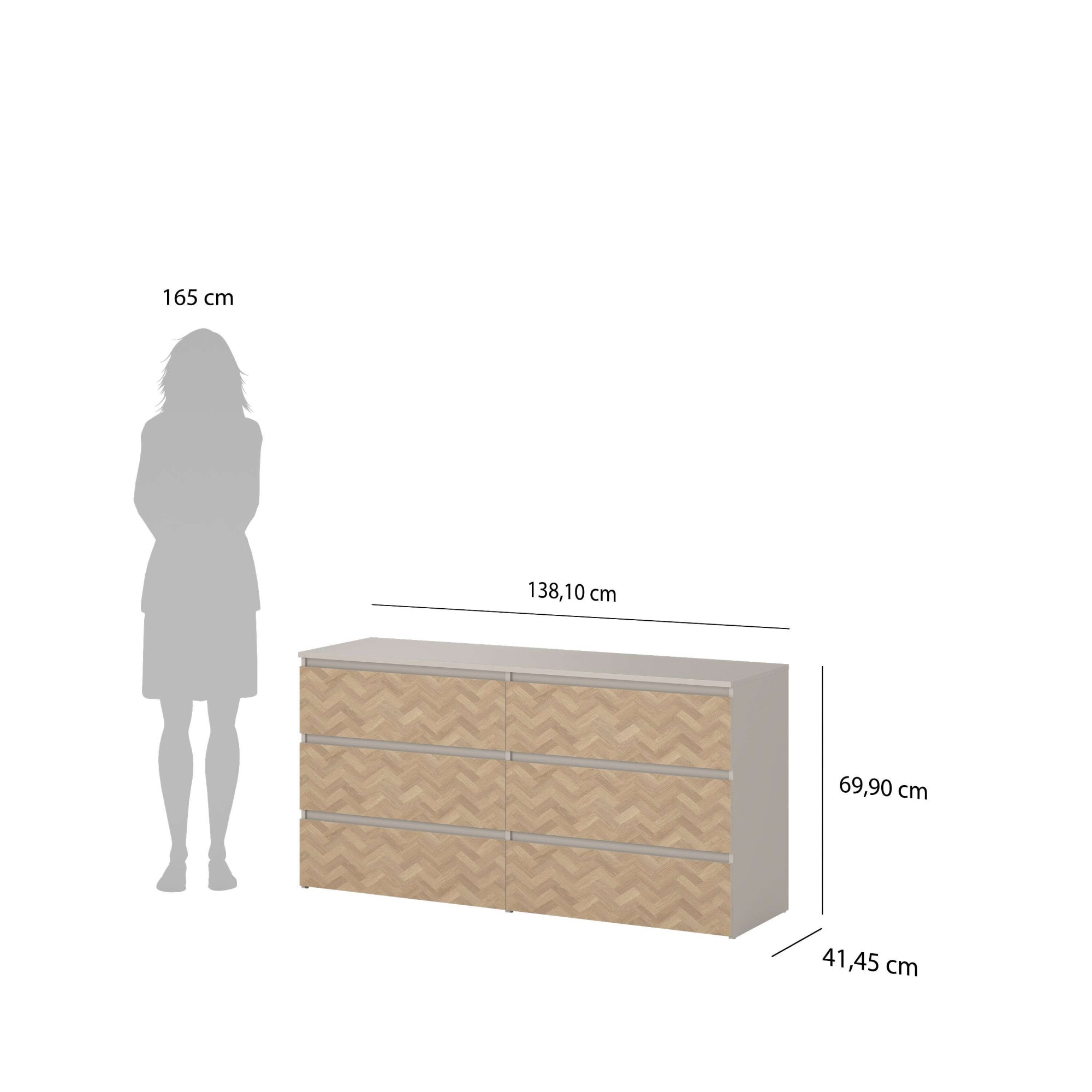 Home affaire Kommode »Maise in Holzoptik mit elegantem Fischgrätmuster« Fischgrätdekorfronten für einen modernen Wohnstil