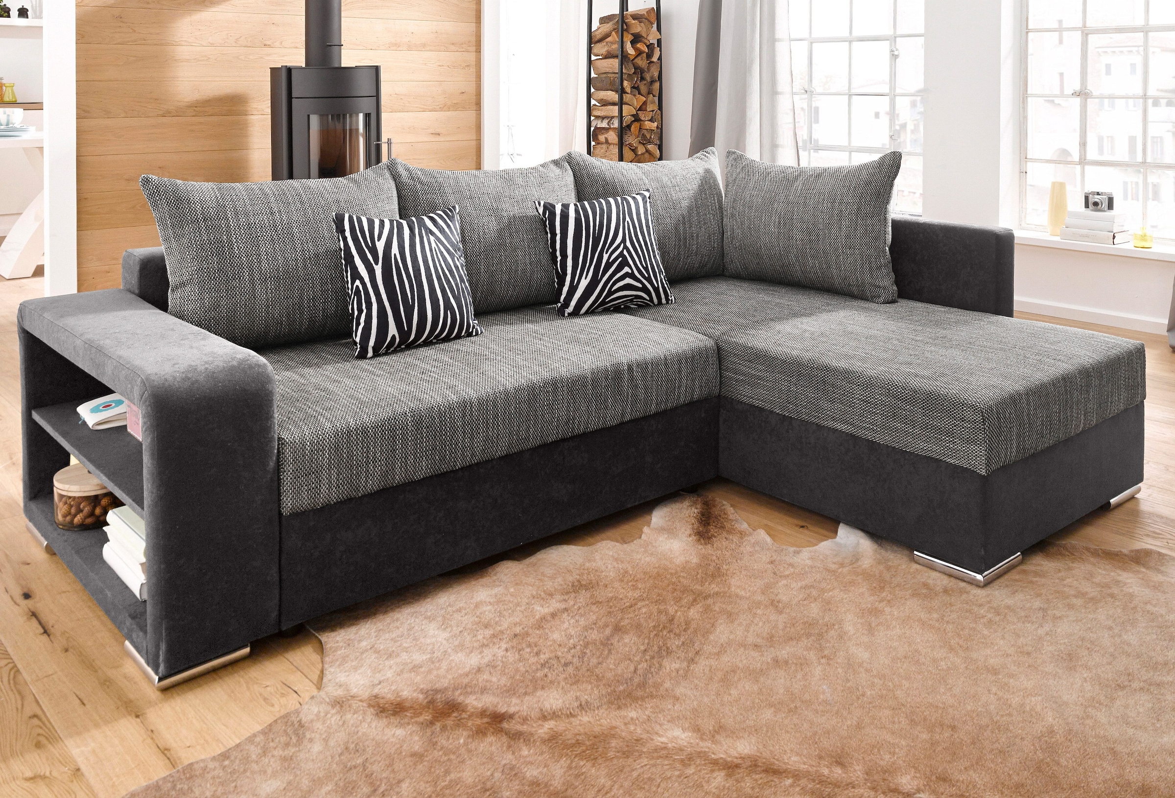 COLLECTION AB Ecksofa »John L-Form« mit Bettfunktion, wahlweise mit Federkern
