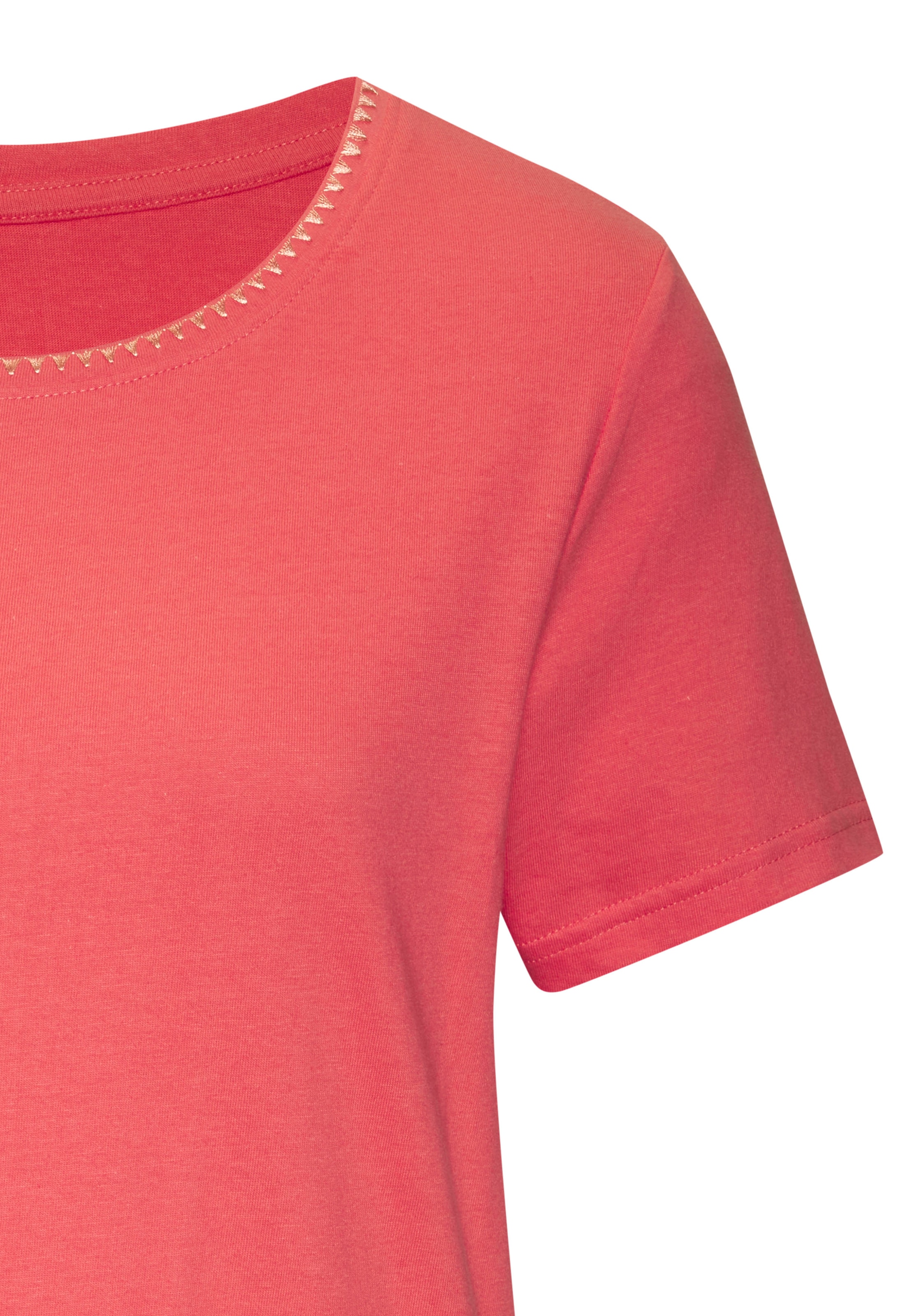 Vivance T-Shirt »mit modischer Kontraststickerei«, (Packung, 2er-Pack), aus weicher Baumwoll-Qualität