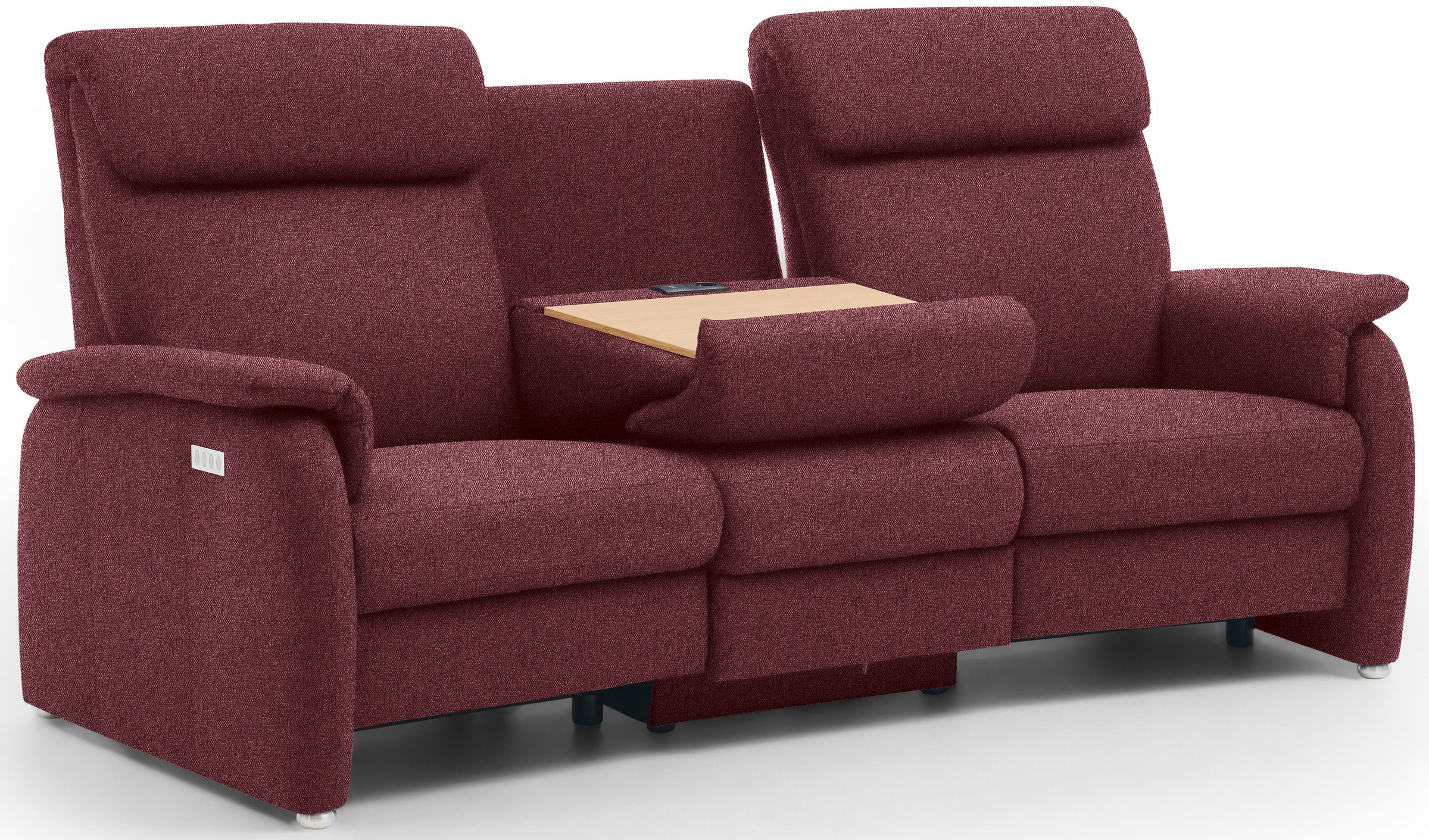 Home affaire 3-Sitzer »Turin mit Steckdose und USB-Port auch in Easy care-Bezug«, 2 x vollmotorische Relaxfunktion, herunterklappbarer Tisch
