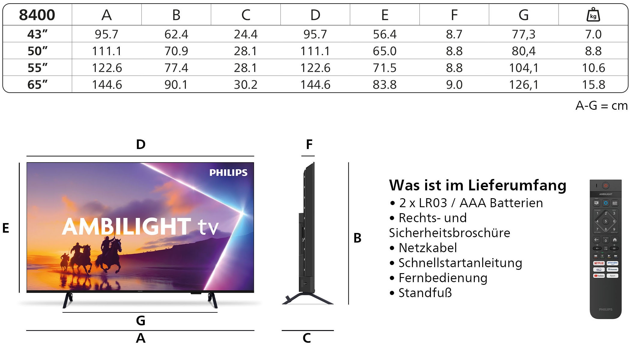 Philips QLED-Fernseher »43PUS8400/12« 108 cm/43 ″ Smart-TV