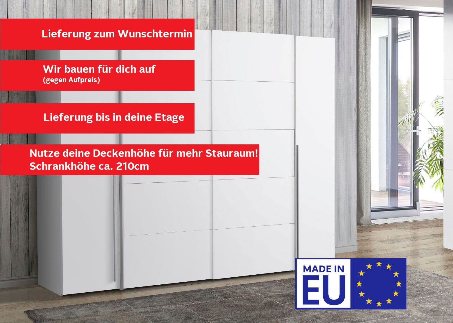 FORTE Dreh-/Schwebetürenschrank »Narago, TOPSELLER zum TOP Preis! In verschiedenen Farben«, (Farbe Weiß auch mit Spiegeln erhältlich), mit zahlreichen Einlegeböden, viel Stauraum, Made in Europe