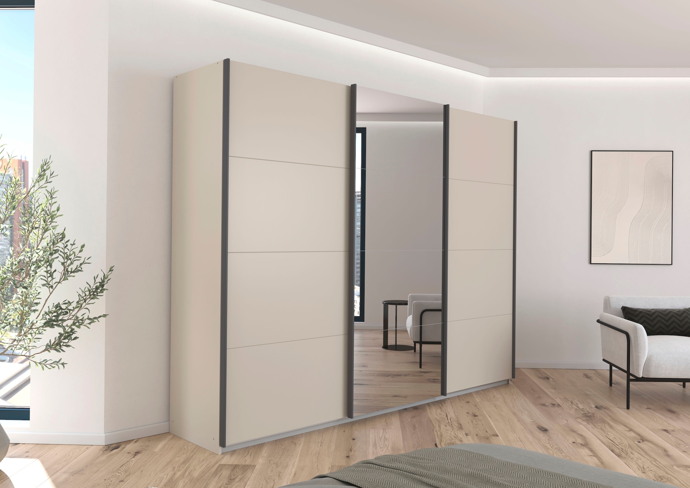 rauch Schwebetürenschrank »Kleiderschrank Schrank OTTO´S CHOICE Garderobe AGORDO«, (in zwei Griff-Farben), Top Innenausstattung, in 4 Breiten und 2 Höhen MADE IN GERMANY