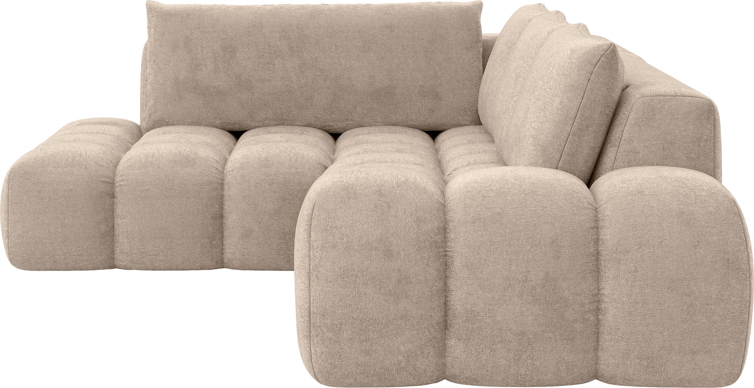 INOSIGN Ecksofa »AZITA Designsofa, elegant und bequem L-Form, Bubble-Optik«, lose Rückenkissen, traumhafte Steppung, Maße B/T/H: 352/210/72 cm