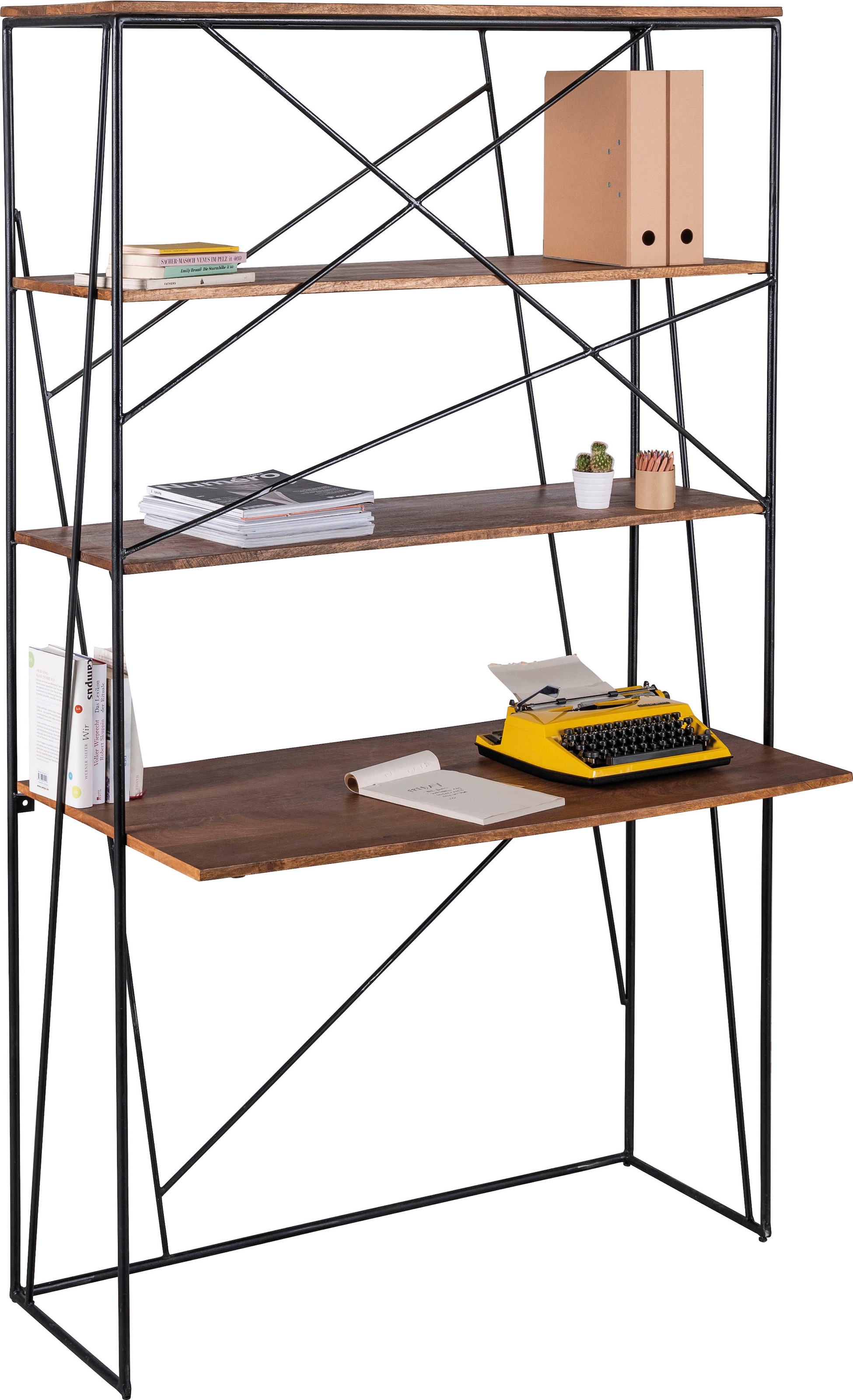 TOM TAILOR HOME Sekretär »T-NEST SHELF OFFICE«, großes, offenes Sekretärregal, aus Mangoholz und Metall