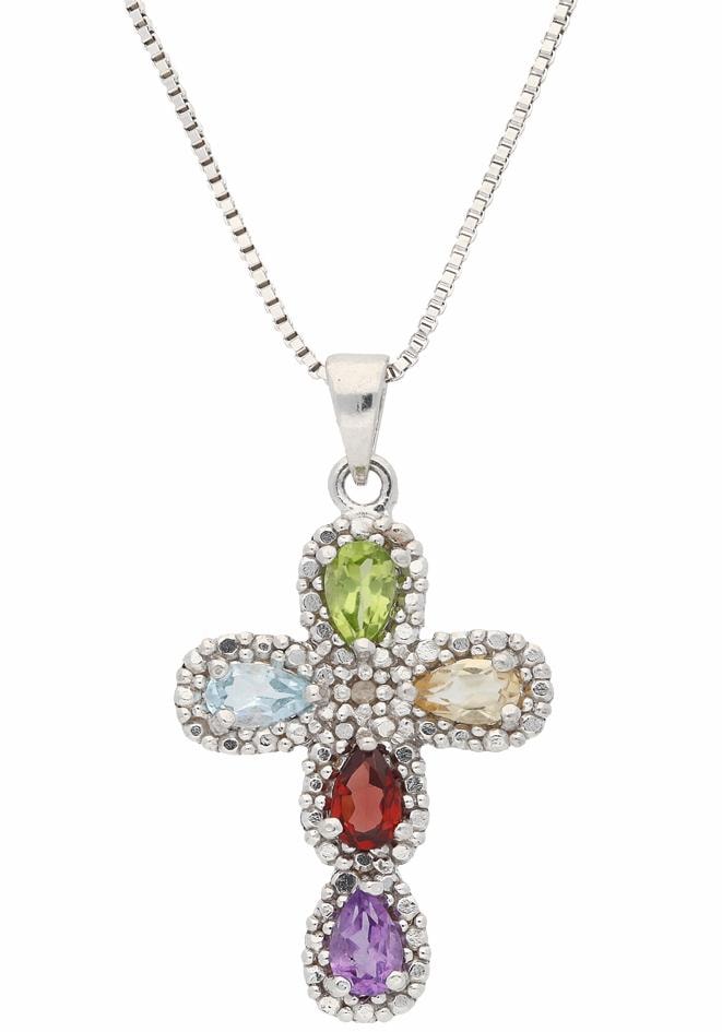 Firetti Kette mit Anhänger »Kreuz«, mit Topas, Amethyst, Citrin, Peridot,  Granat auf Raten bestellen