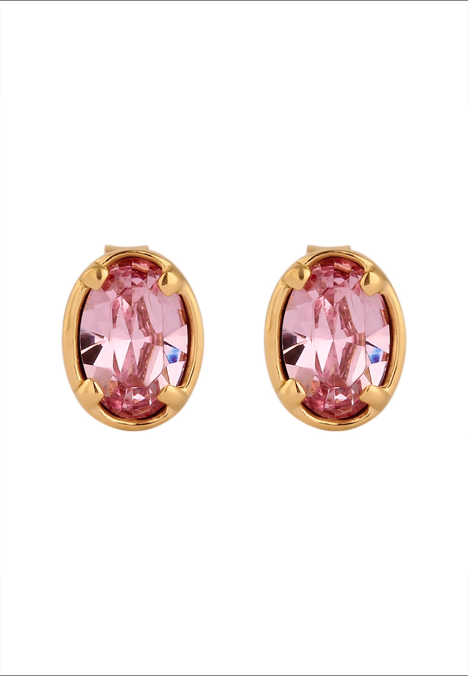 Elli Paar Ohrstecker »Ohrringe Ohrstecker Oval Glas Kristalle rosa 925 Sterling Silber«