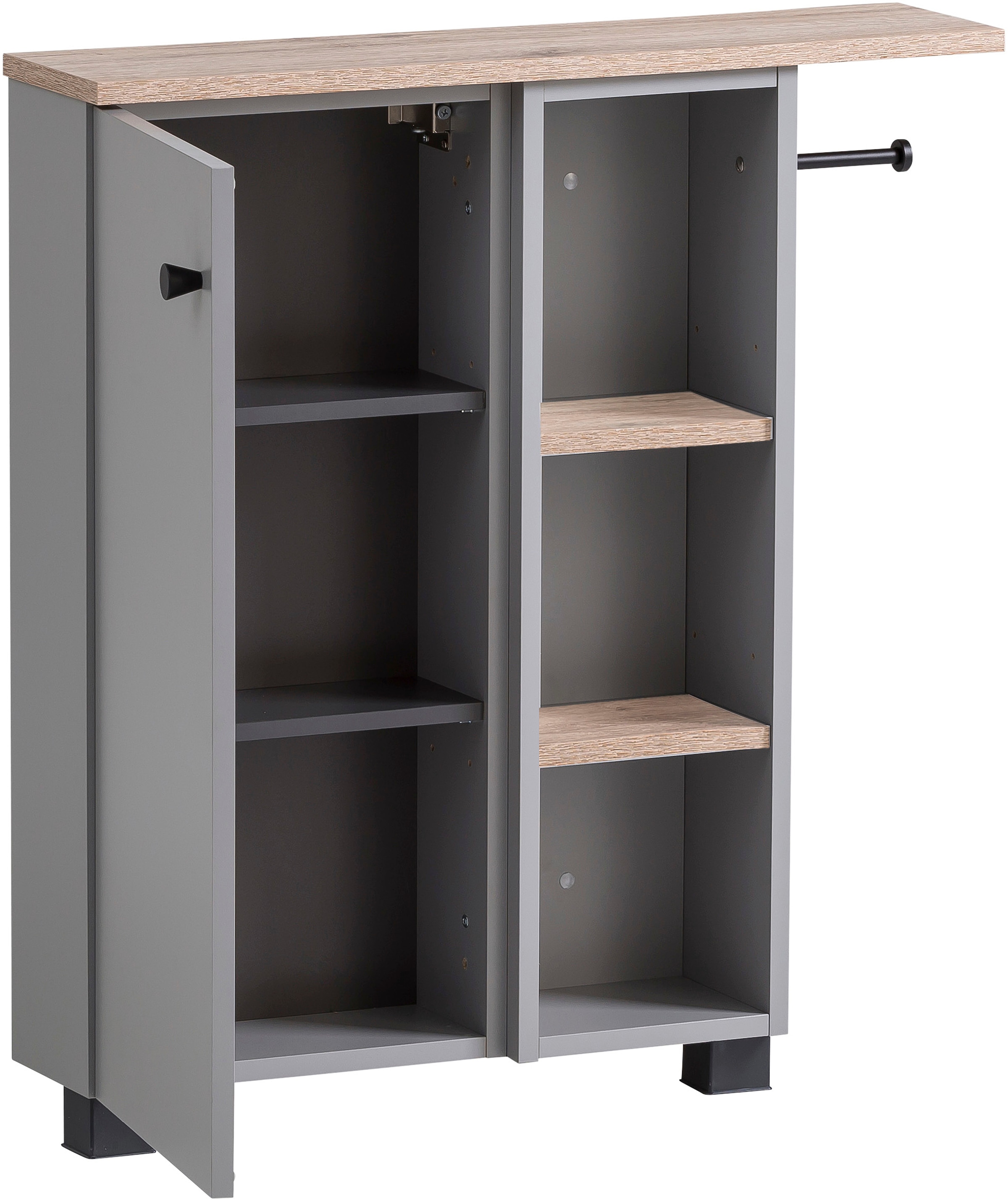 welltime Mehrzweckschrank »Balto, Breite 70 cm«, Holzdekor mit fühlbarer Struktur, Regal beidseitig montierbar
