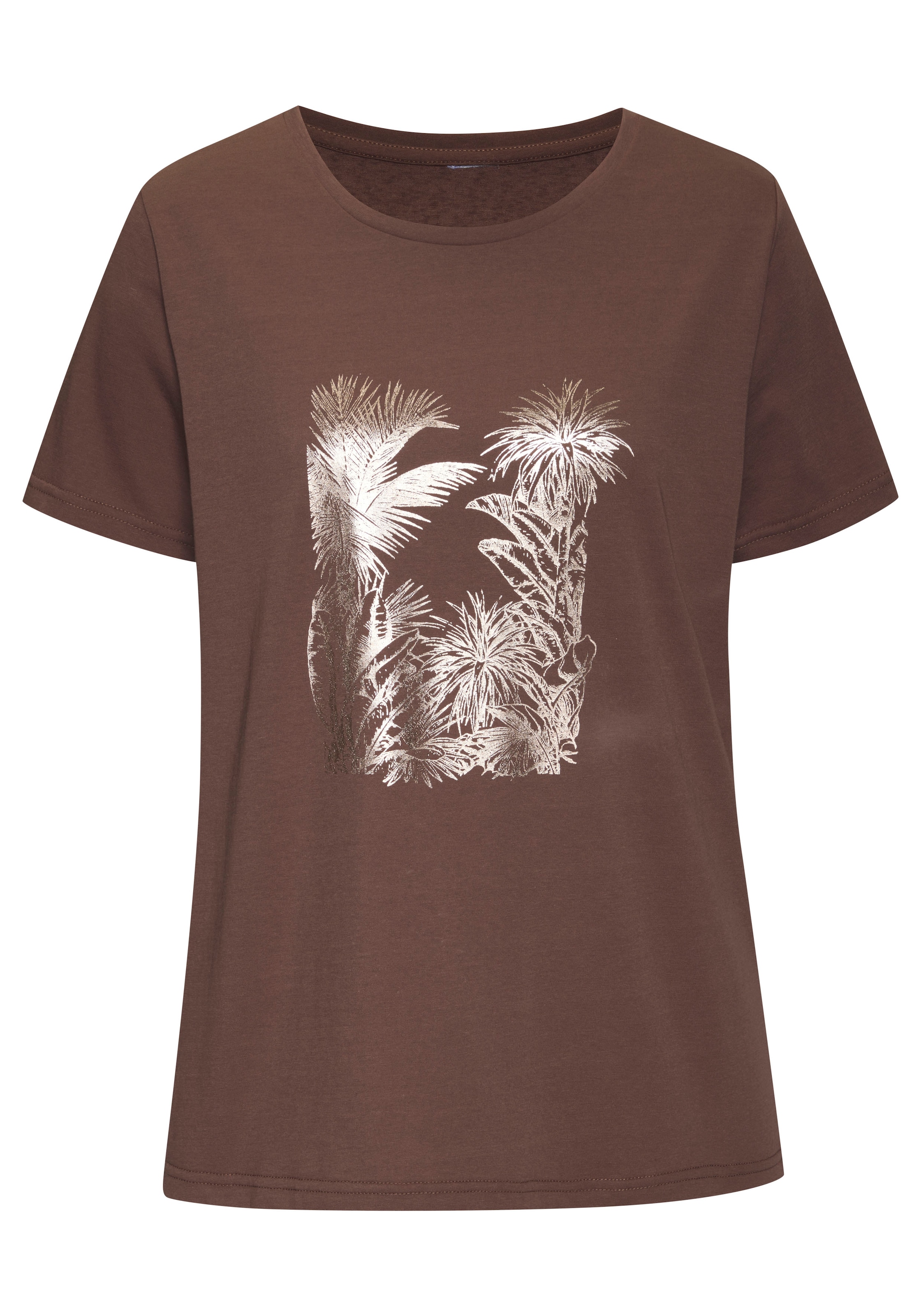 Vivance T-Shirt »mit goldfarben schimmerndem Folienprint«, aus weicher Baumwoll-Qualität