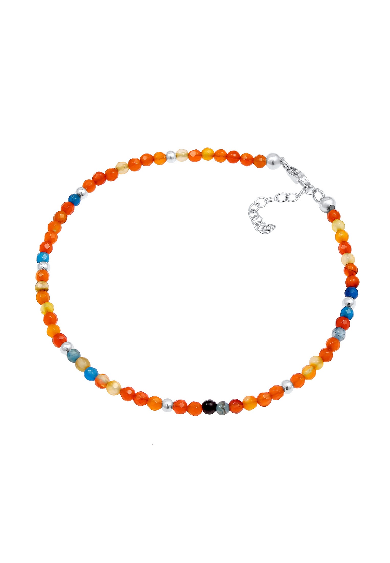 Nenalina Fußkette »Fußschmuck Achat Kugeln Bunt Sommer Beach Festival 925 Silber«