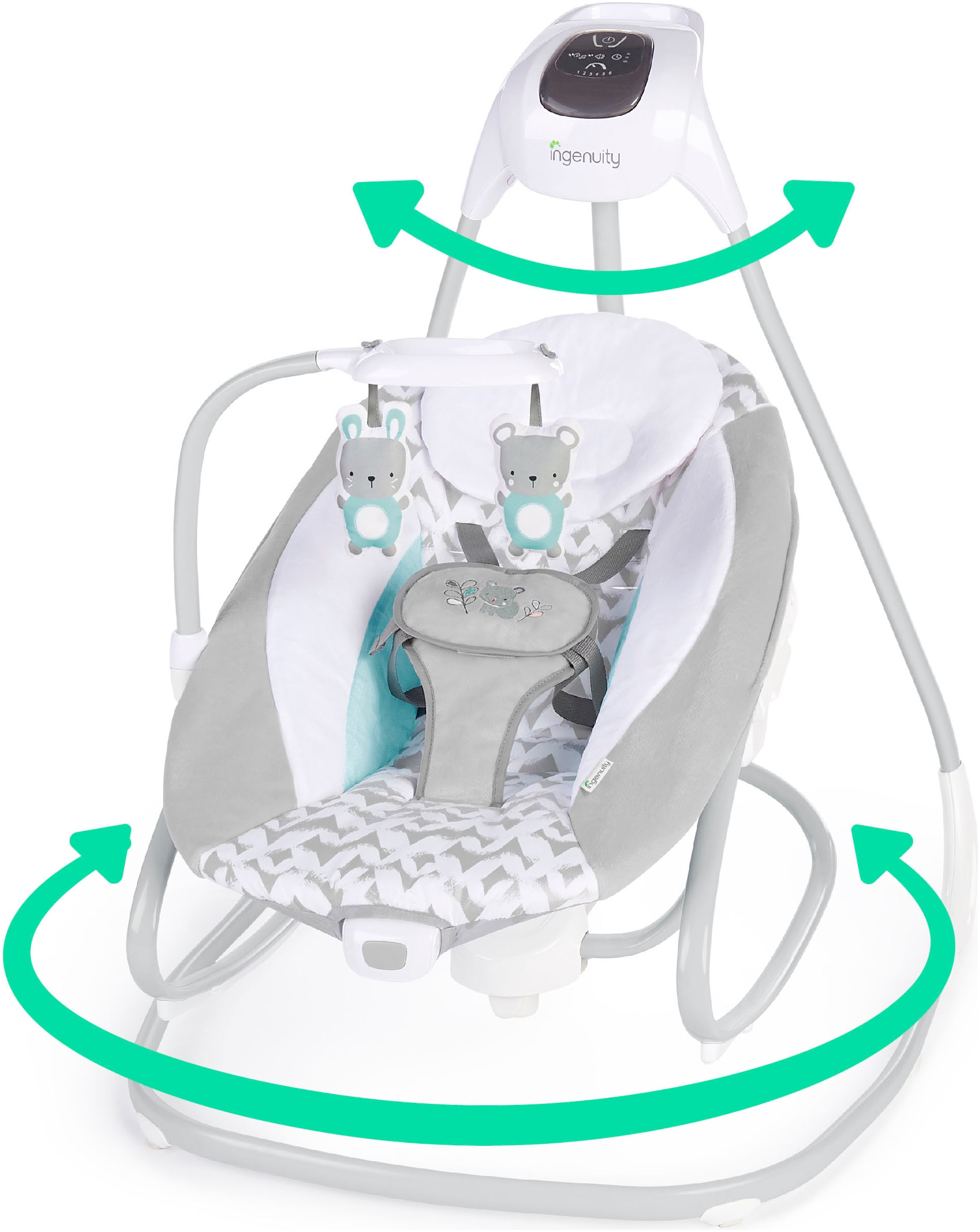 ingenuity Babywippe »SimpleComfort Compact Soothing Swing & Rocker - Raylan« mit Sound-Effekt