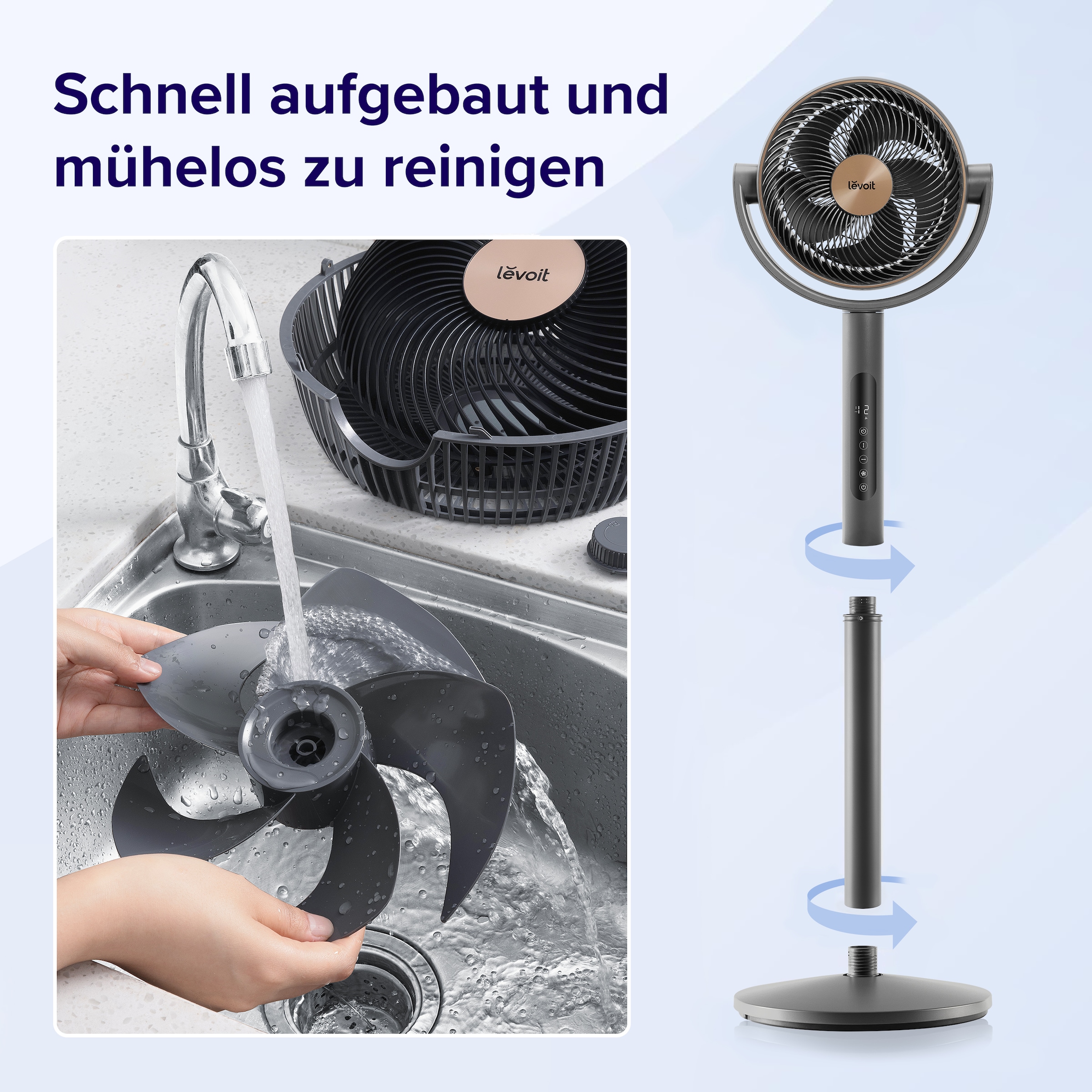 Levoit Standventilator »Pedestal Air Circulator Fan« Fernbedienung, 12 Lüftergeschwindigkeiten, höhenverstellbar