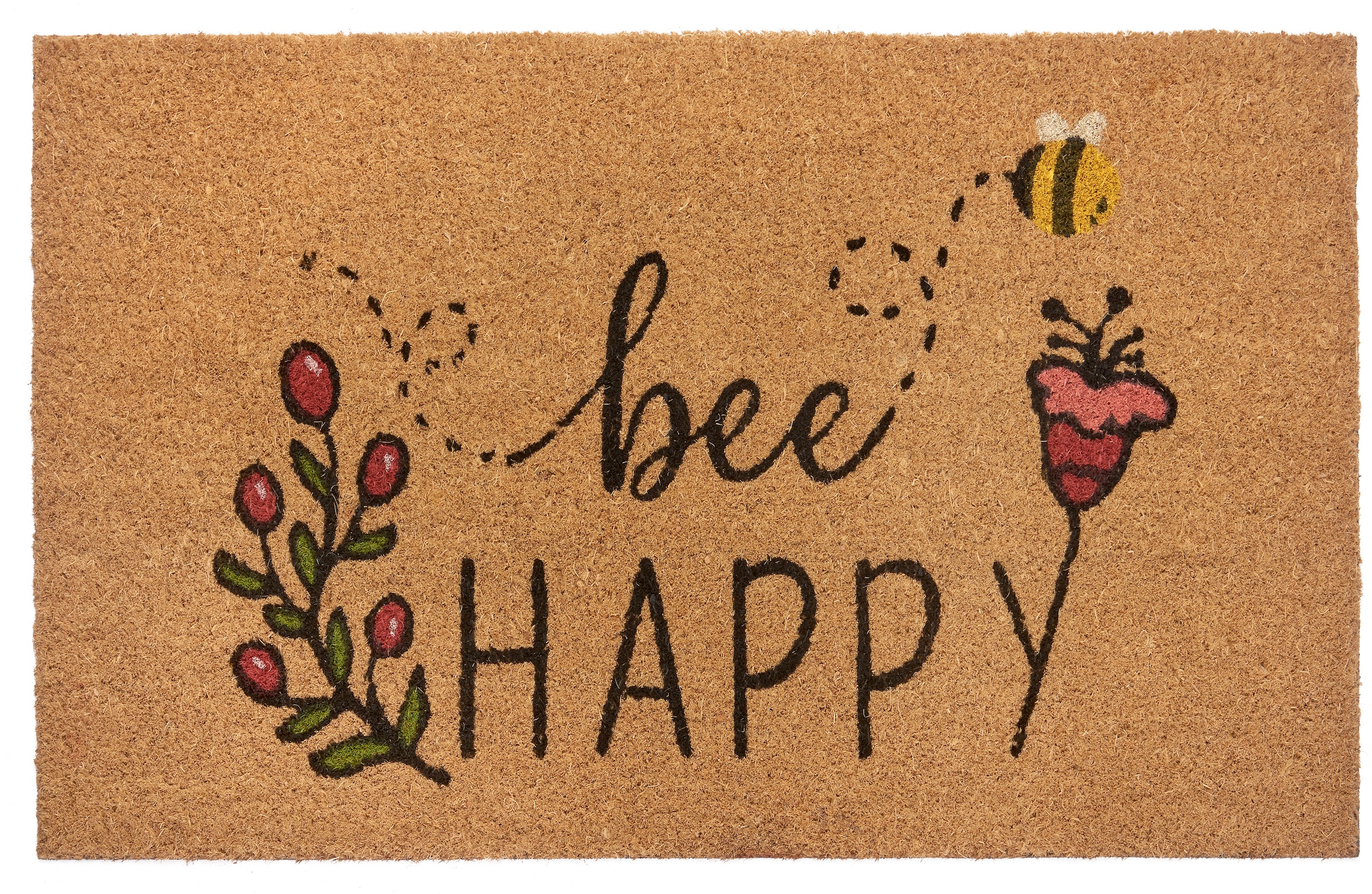 HANSE Home Fußmatte »Bee Happy«, rechteckig, Kokos, Schmutzfangmatte, Outdoor, Rutschfest, Innen, Kokosmatte, Flur