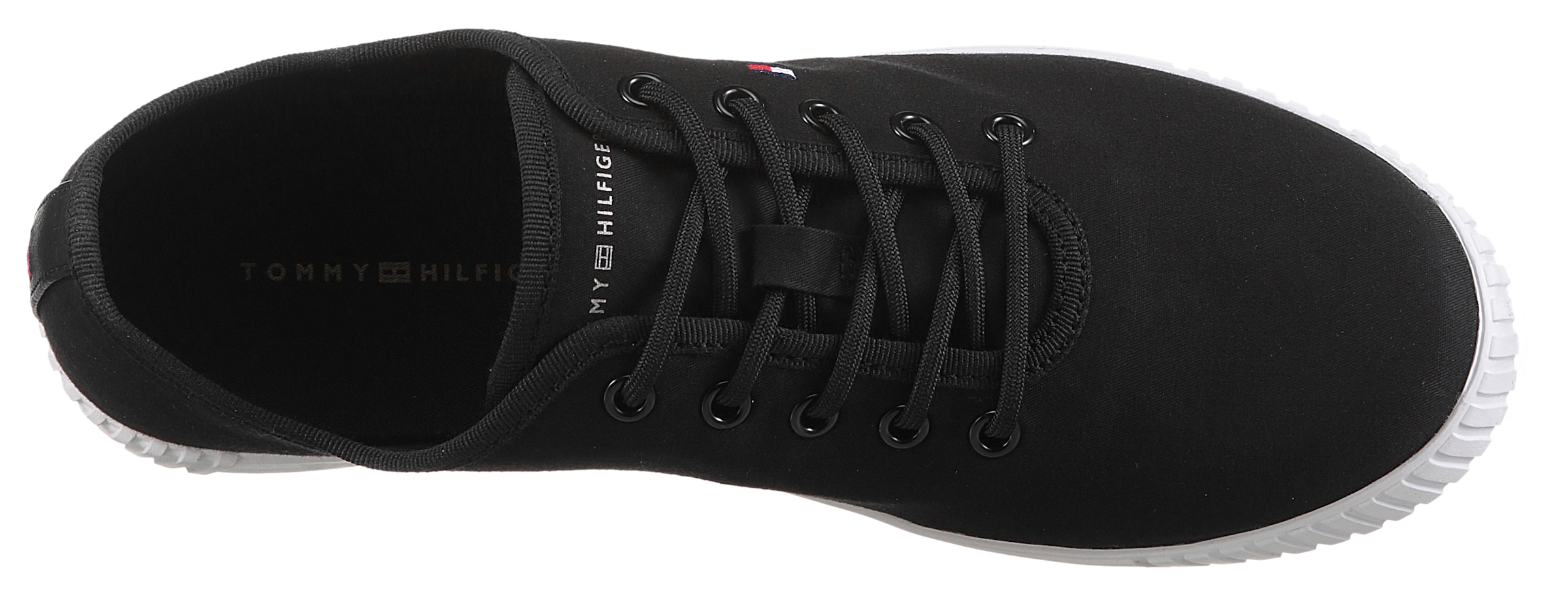 Tommy Hilfiger Sneaker »CANVAS LACE UP SNEAKER«, Freizeitschuh, Halbschuh, Schnürschuh mit gestickter Logoflagge