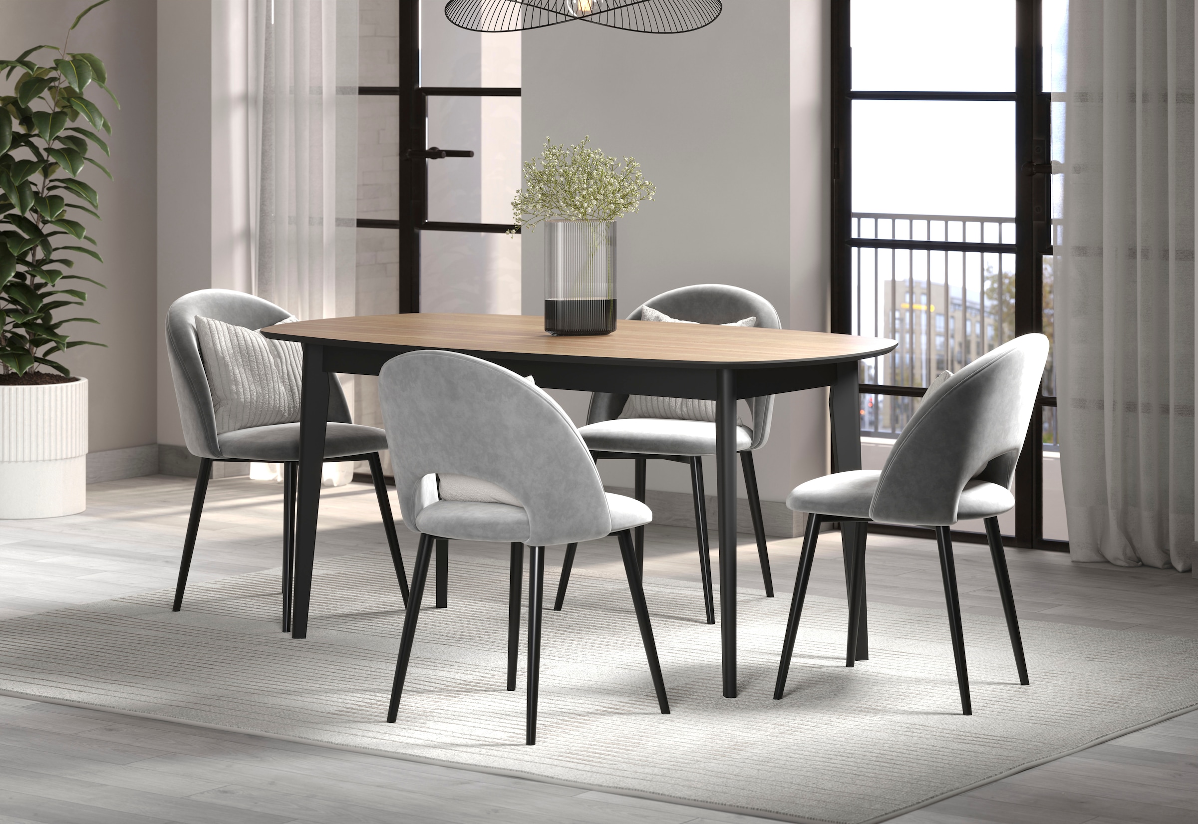Home affaire Esstisch »Ronda« 1 Stk. tlg. Esszimmertisch oval auf Massivholzfüßen - (B/T/H) 160/90/77 cm