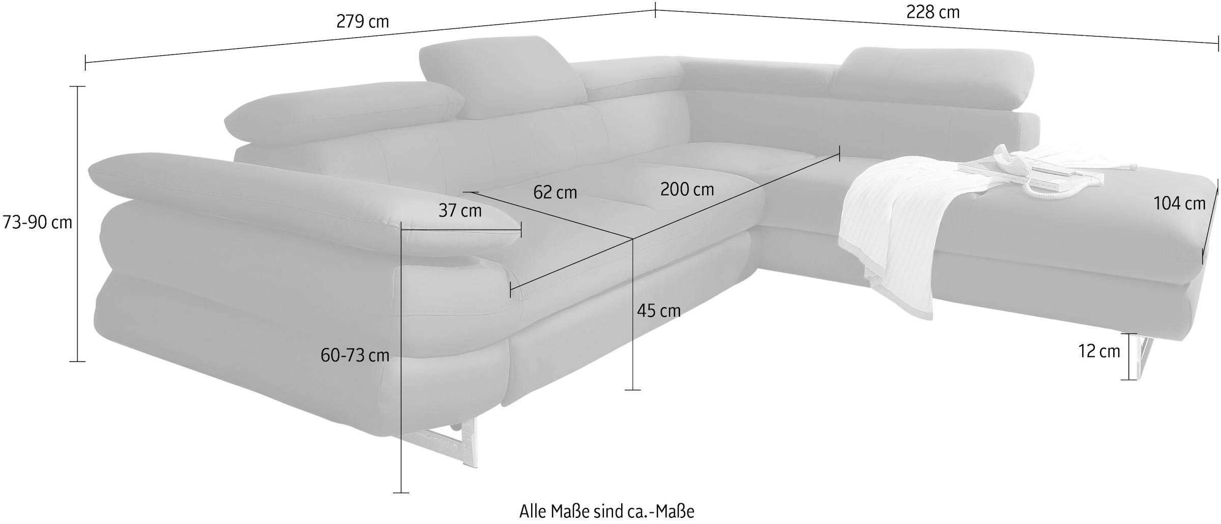 INOSIGN Ecksofa »Solution L-Form« mit Arm- & Kopfteilverstellung, wahlweise mit Bettfunktion