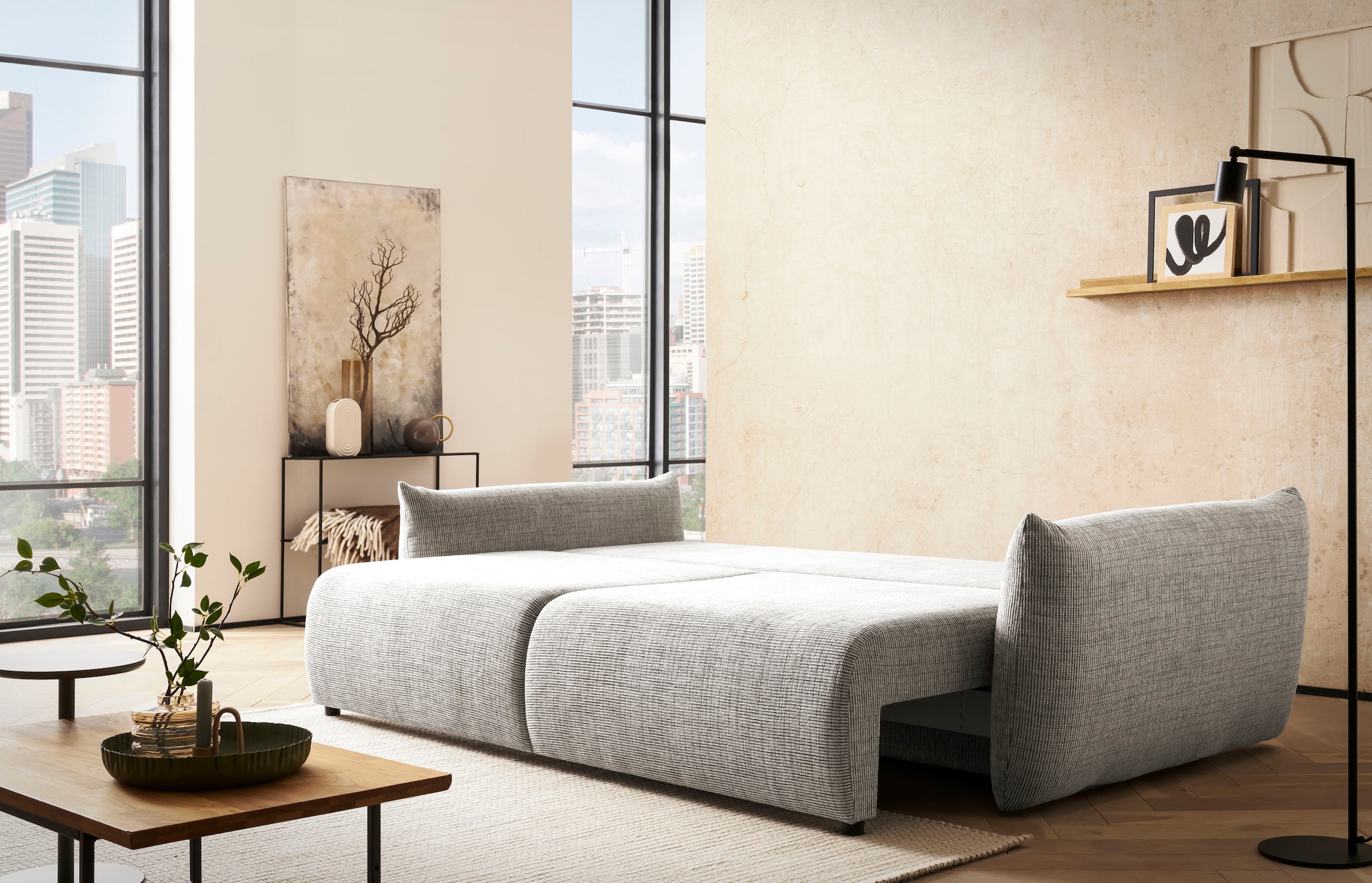 Home affaire 3-Sitzer »MAVAS Schlafsofa mit Bettkasten« ca.240/108cm (Liegefläche 212/145 cm), Cord, Chenille, Struktur