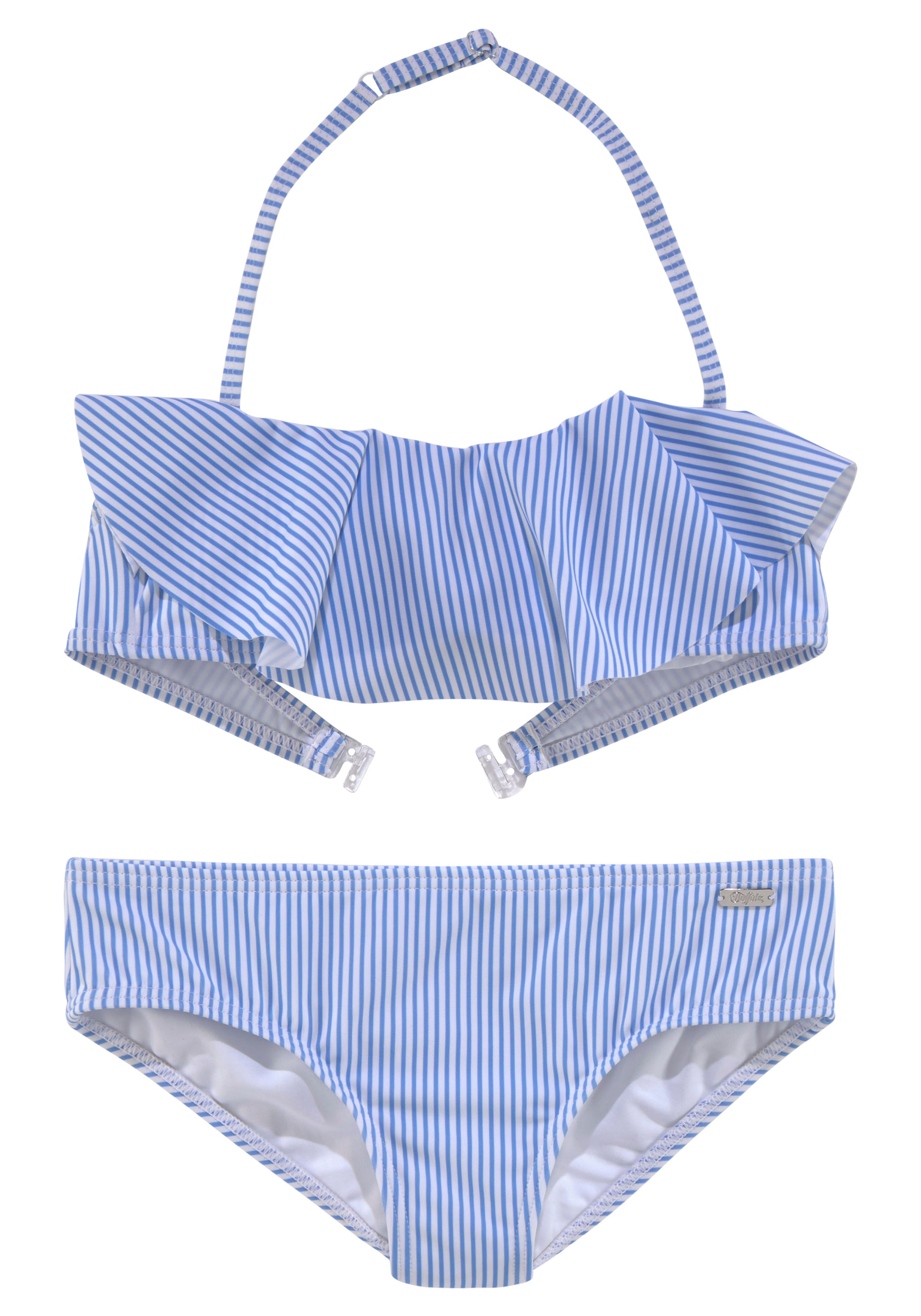 Streifendesign sommerlichem Bandeau-Bikini, mit bei Buffalo