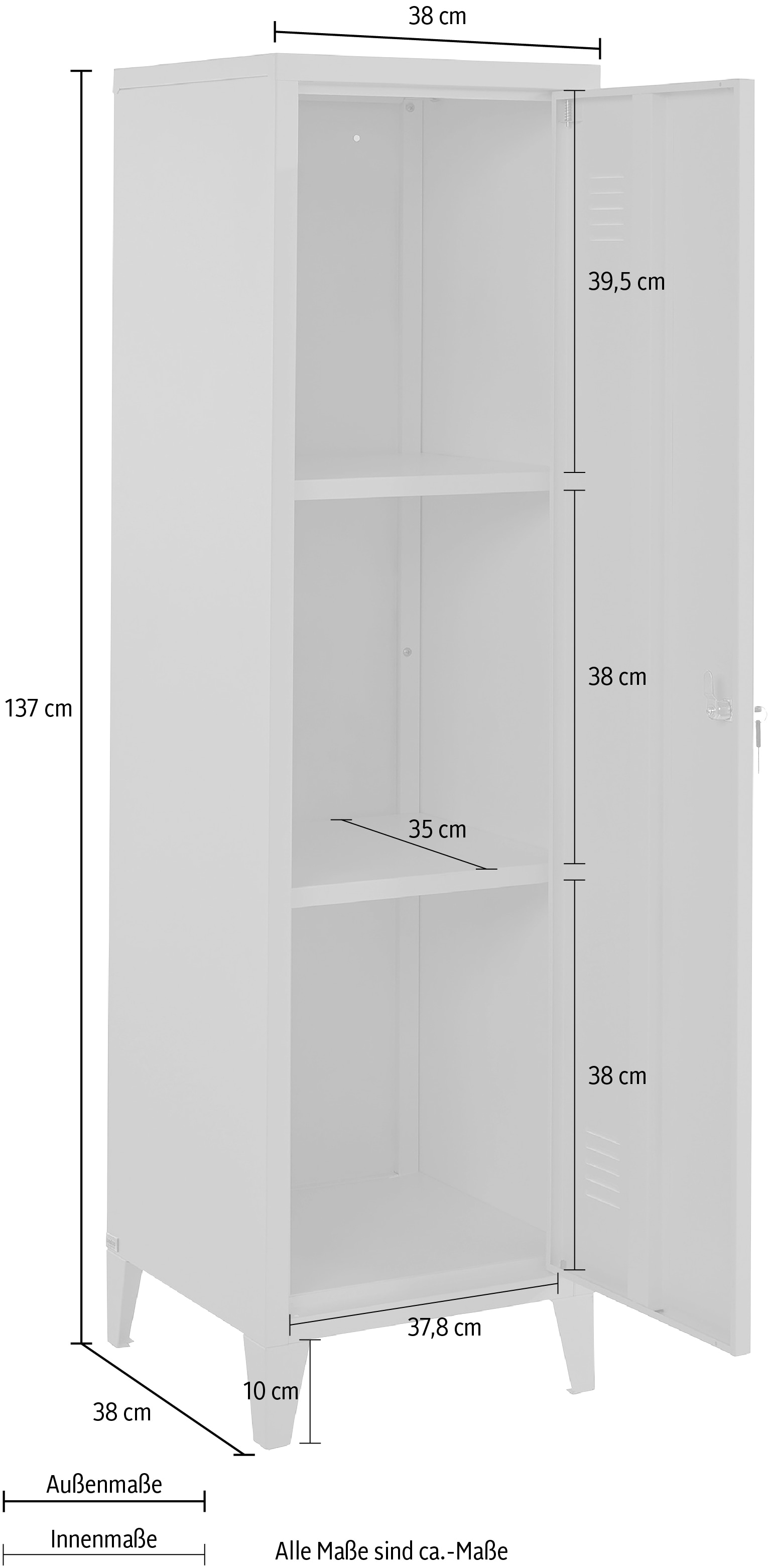 andas Midischrank »Jensjorg«, Midischrank aus Metall, 2 x Einlegeböden  hinter der Tür, Höhe 137 cm bequem kaufen