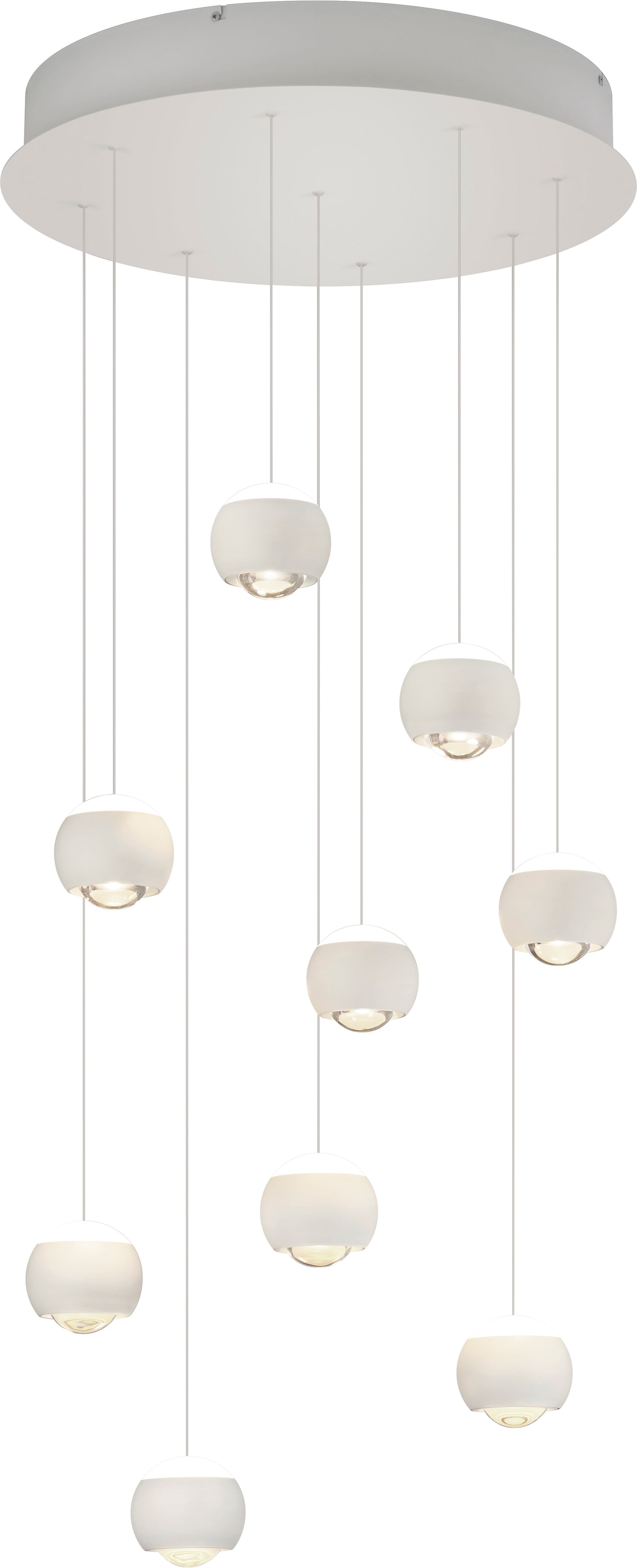 Musterring LED Pendelleuchte »CANNON, 9-flammige LED Hängelampe 5W 500Lumen 2300-4000K CCT« LED-Board 1 Stk. Farbwechsler | warmweiß - kaltweiß mit Fernbedienung, stufenlos höhenverstellbar max 195cm dimmbar Memory