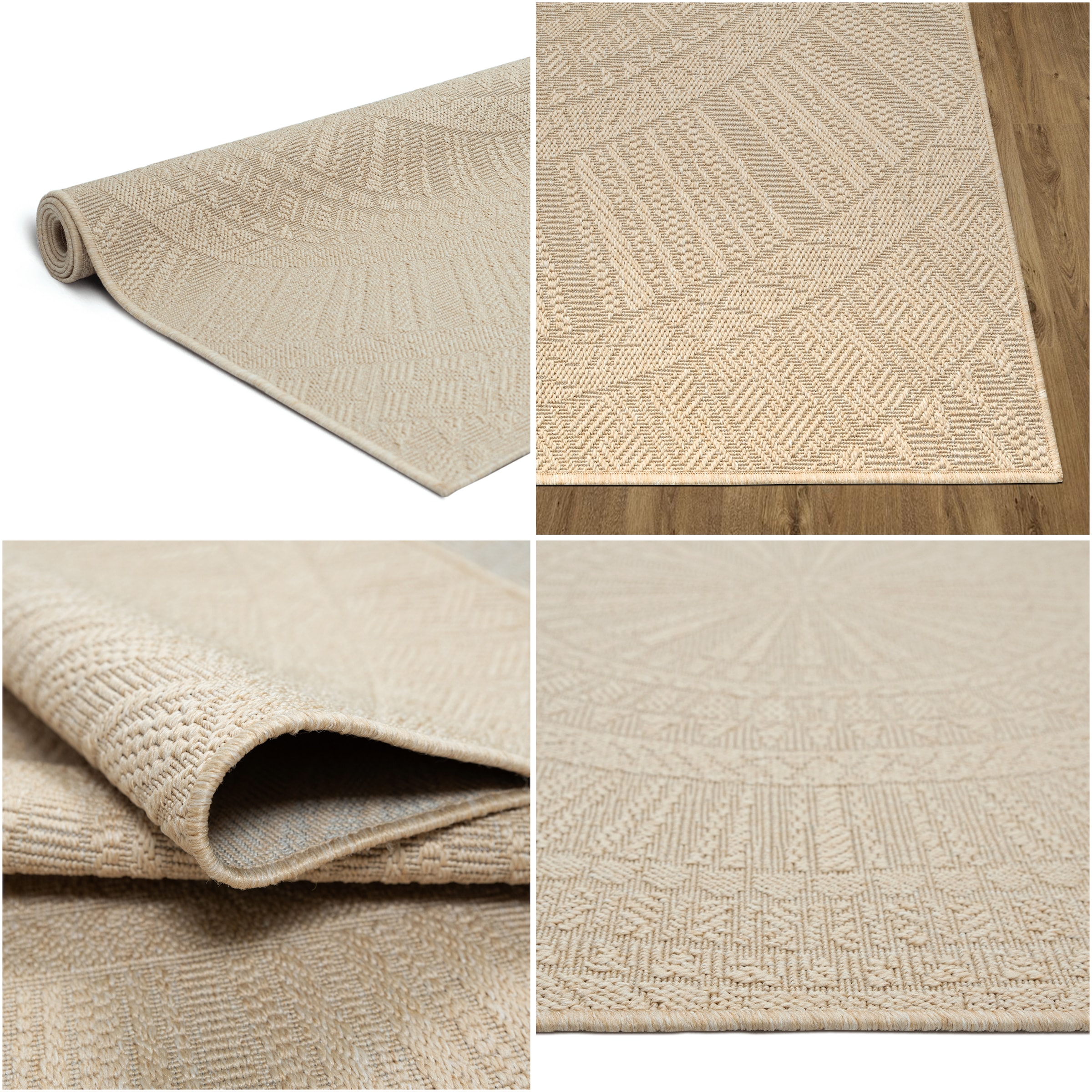 Bruno Banani Teppich »Solan, ethno, boho-inspiriert, In- und Outdoor geeignet« rechteckig 5 mm Höhe Mandala, Kreise, Küche, Wohnzimmer, Camping, Balkon