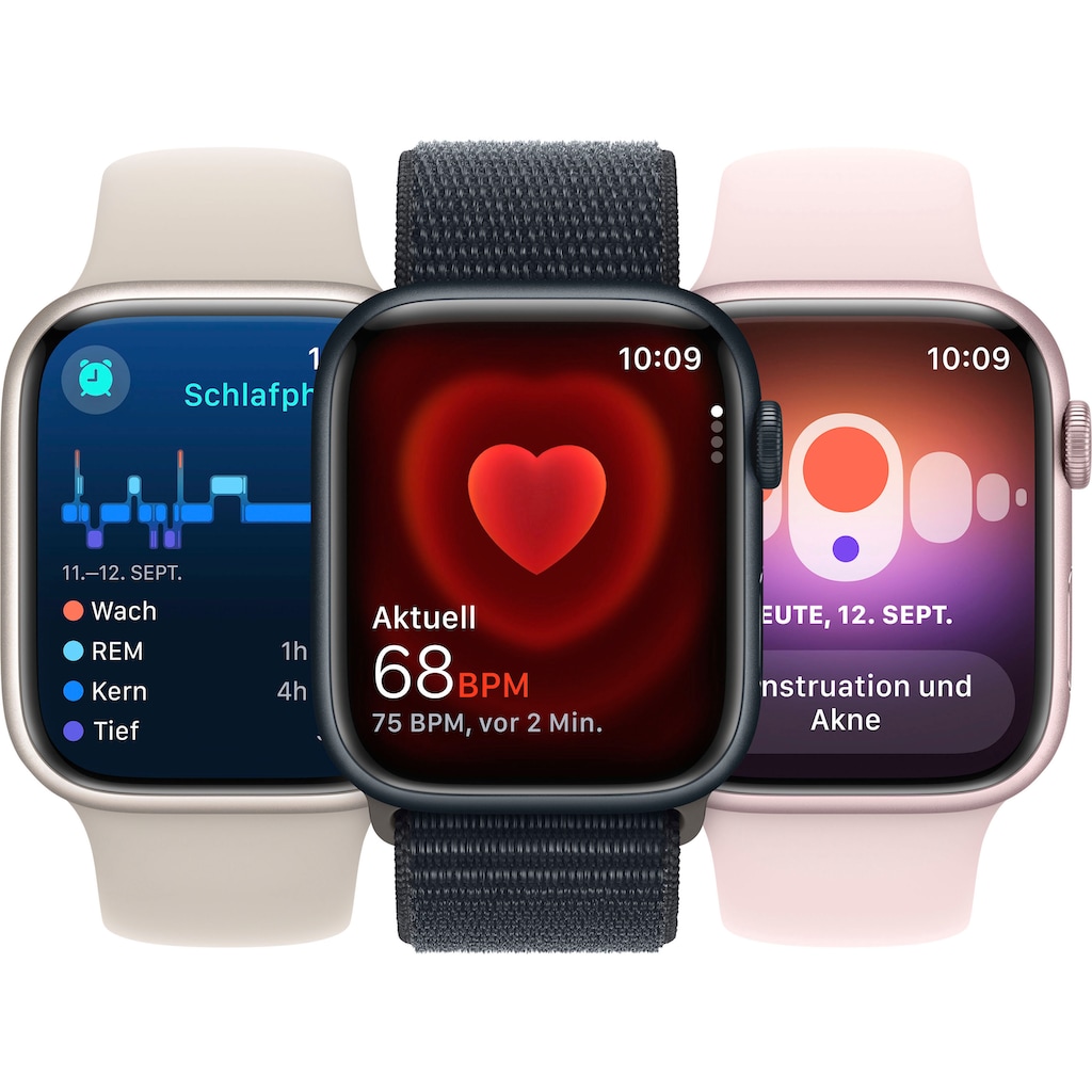 Apple Smartwatch »Watch Series 9 GPS + Cellular 41mm Aluminium M/L«, (Watch OS 10 Sport Band)