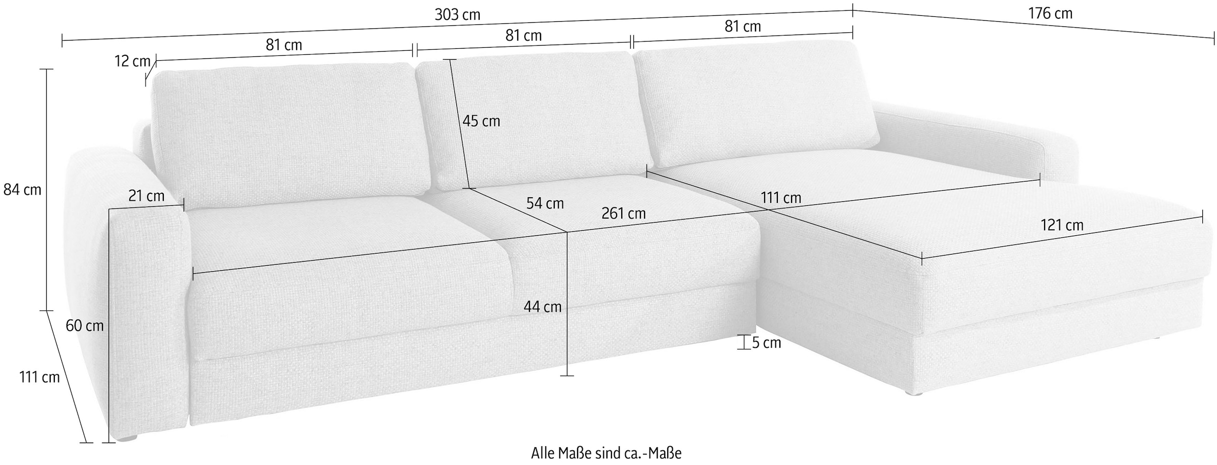 Places of Style Ecksofa »Bloomfield, bequem und elegant, L-Form«, wahlweise mit Bettfunktion und Bettkasten