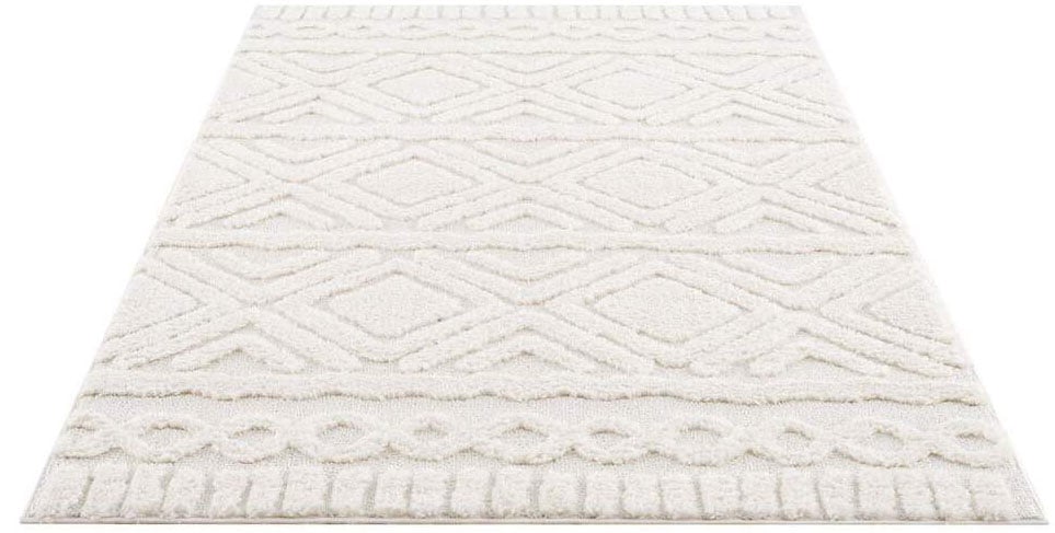 Carpet City Hochflor-Teppich »Focus 3382«, rechteckig, Struktur, Boho-Teppich, online besonders kaufen weich, Hoch Wohnzimmer Tief