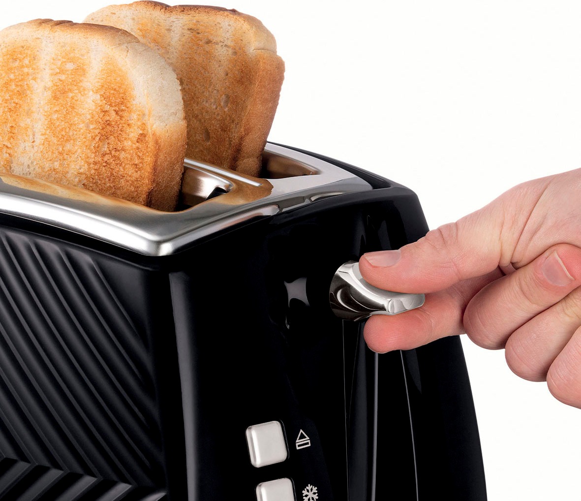 RUSSELL HOBBS Toaster »Groove 26390-56, schwarz, 850 Watt - Brötchenaufsatz & Krümelschublade«, 2 Schlitze, 850 W